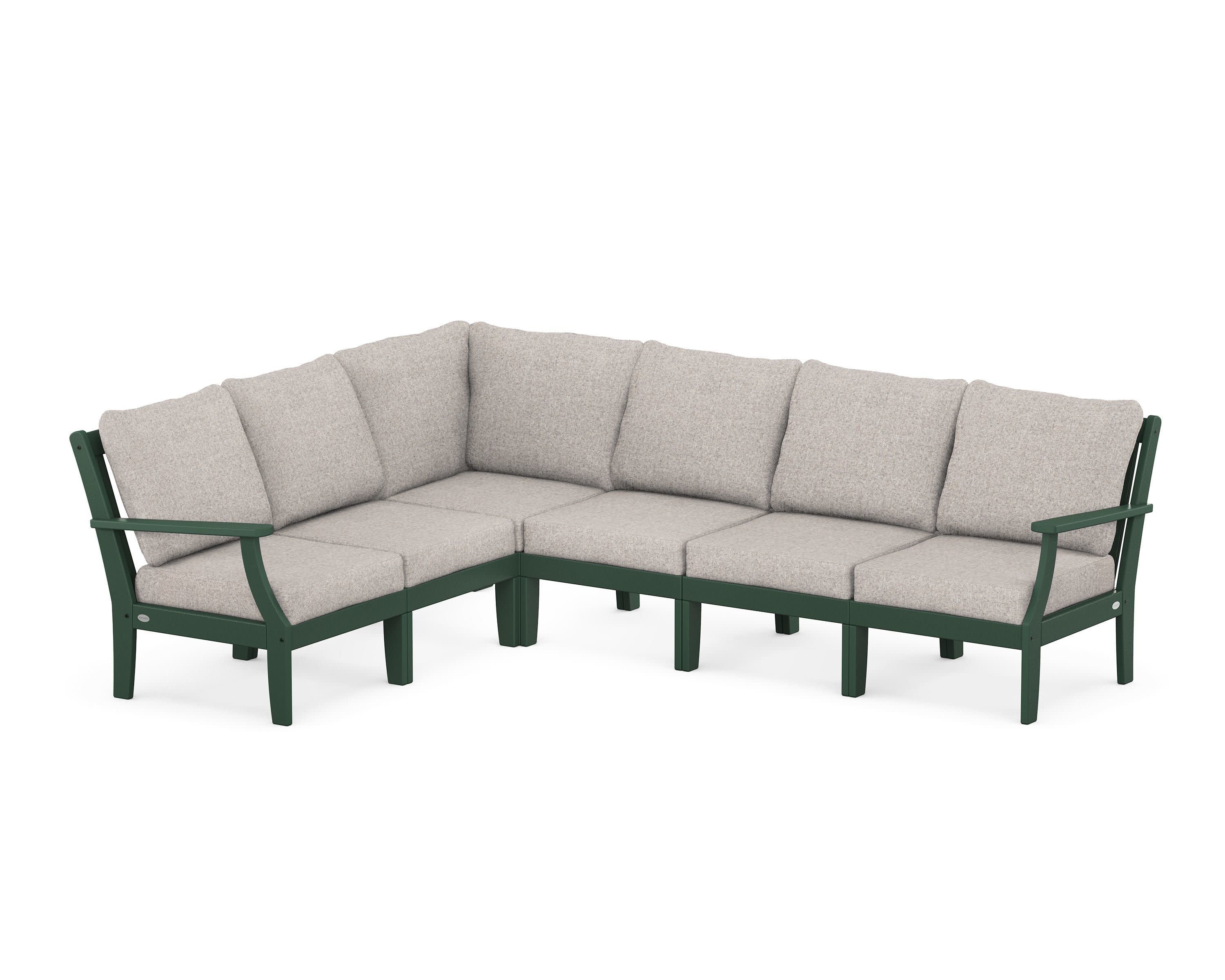 Braxton Modular 6-Piece Deep Seating Set in Green / Weathered Tweed