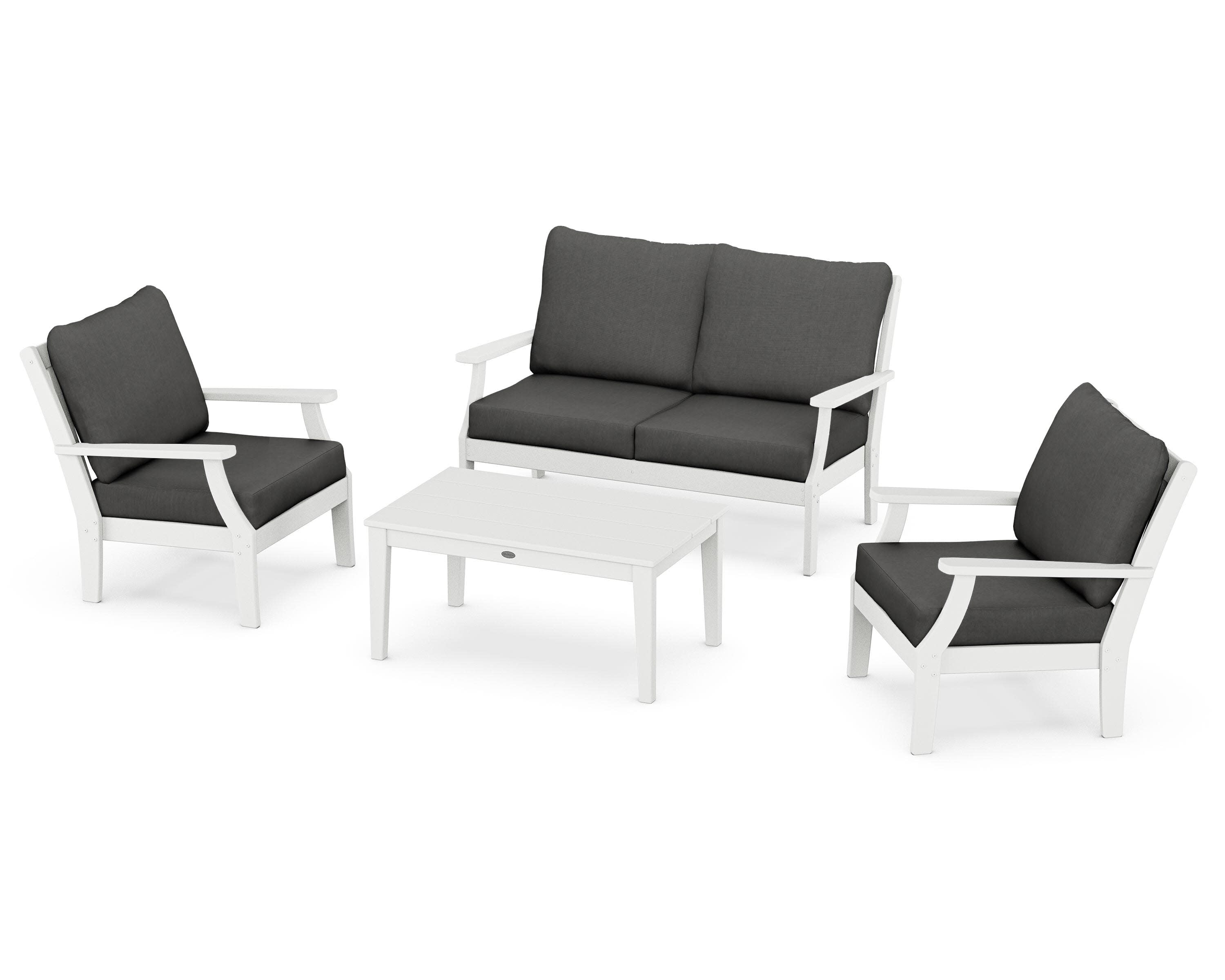 Braxton 4-Piece Deep Seating Chair Set in White / Spectrum Carbon
