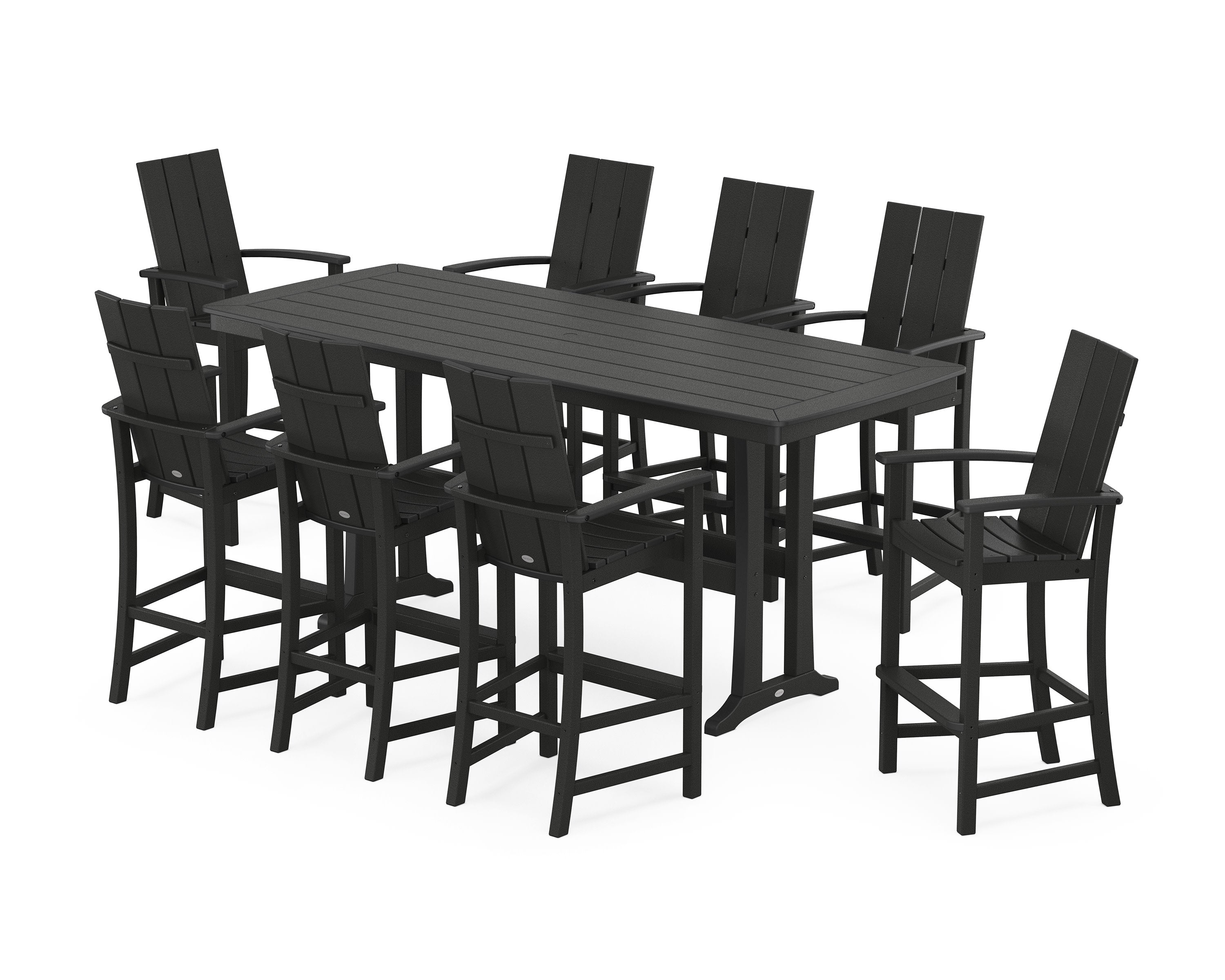 Modern Adirondack 9-Piece Bar Set with Trestle Legs in Black