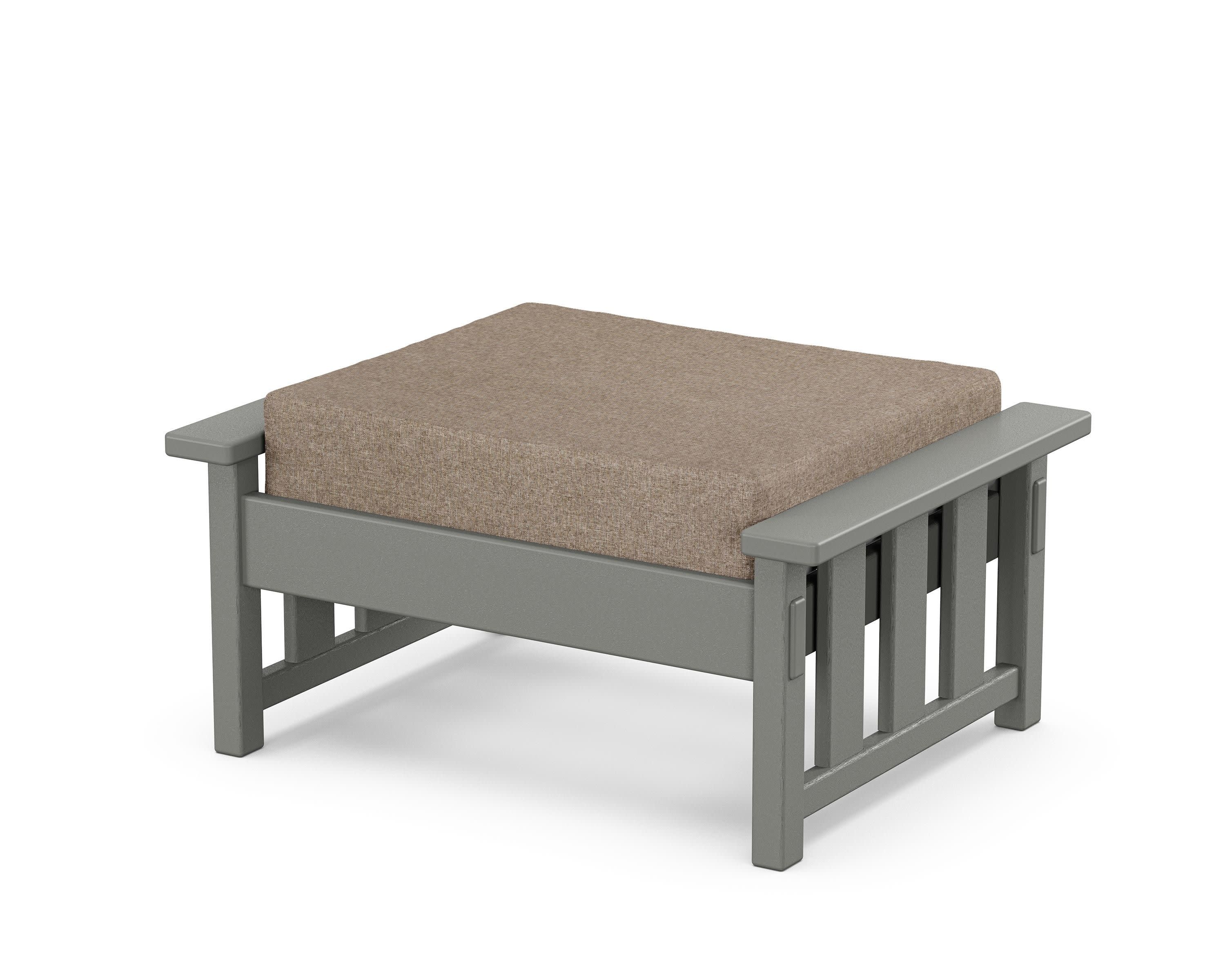 Acadia Deep Seating Ottoman in Slate Grey / Spiced Burlap