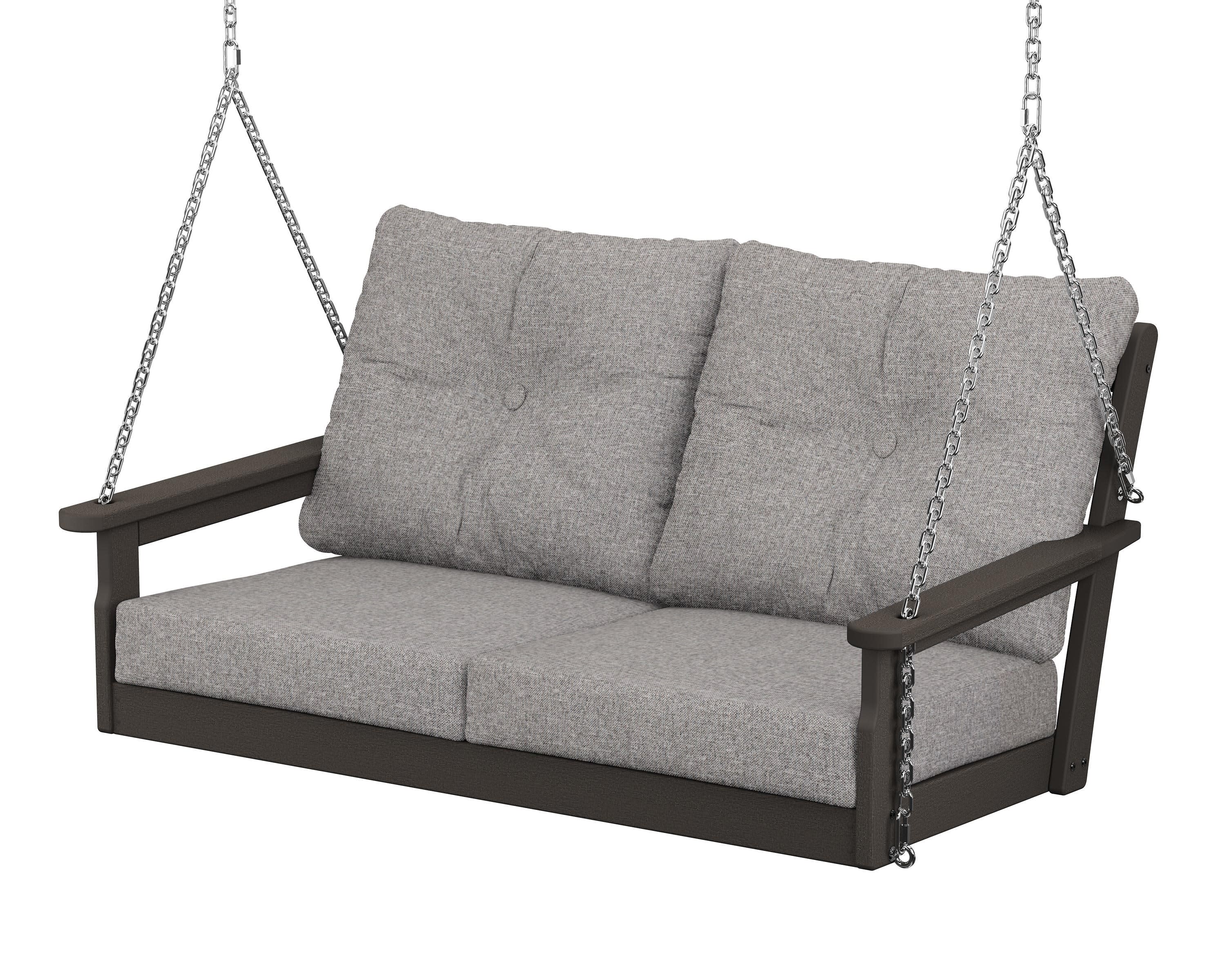 Vineyard Deep Seating Swing in Vintage Coffee / Grey Mist
