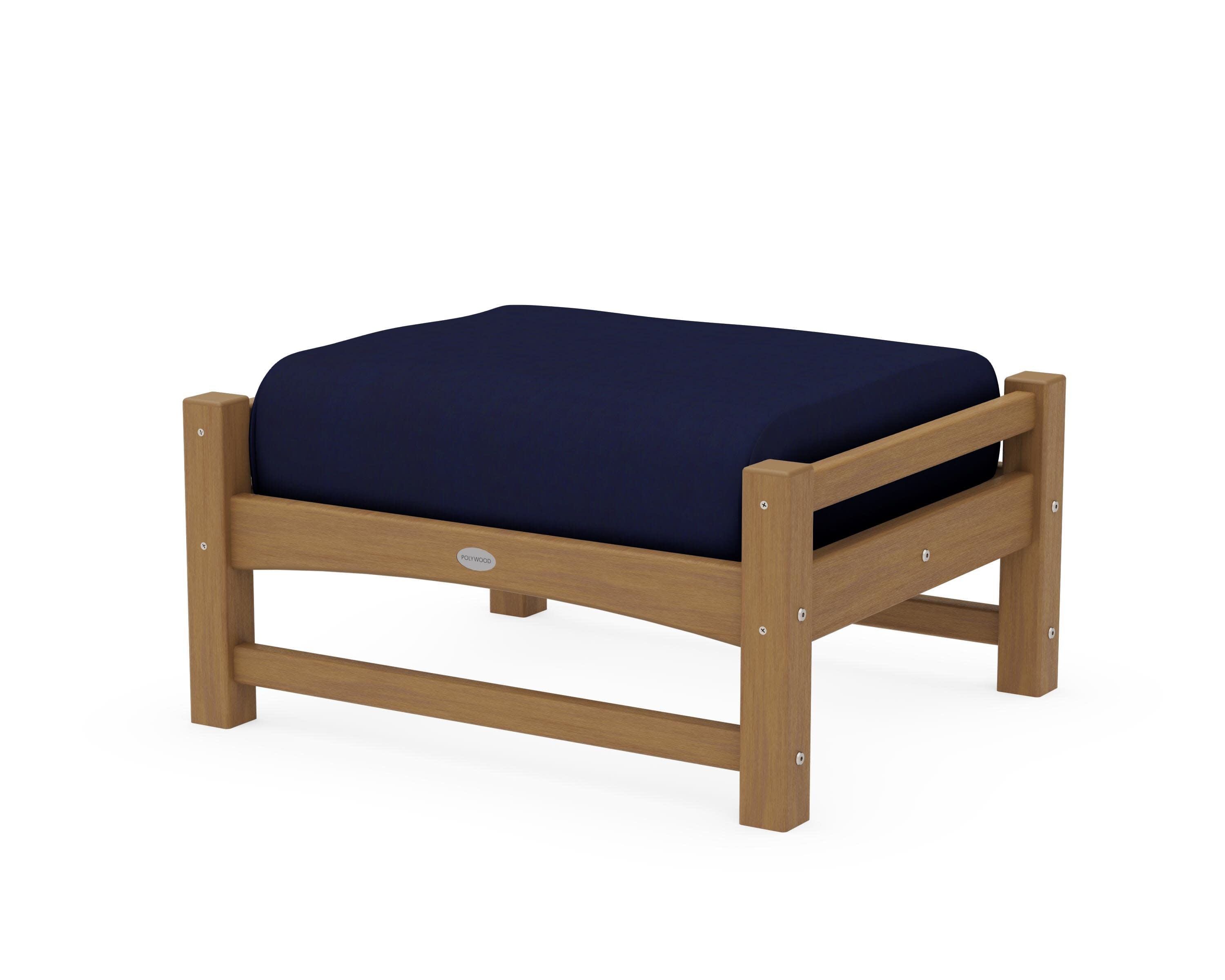 Club Ottoman in Natural / Navy