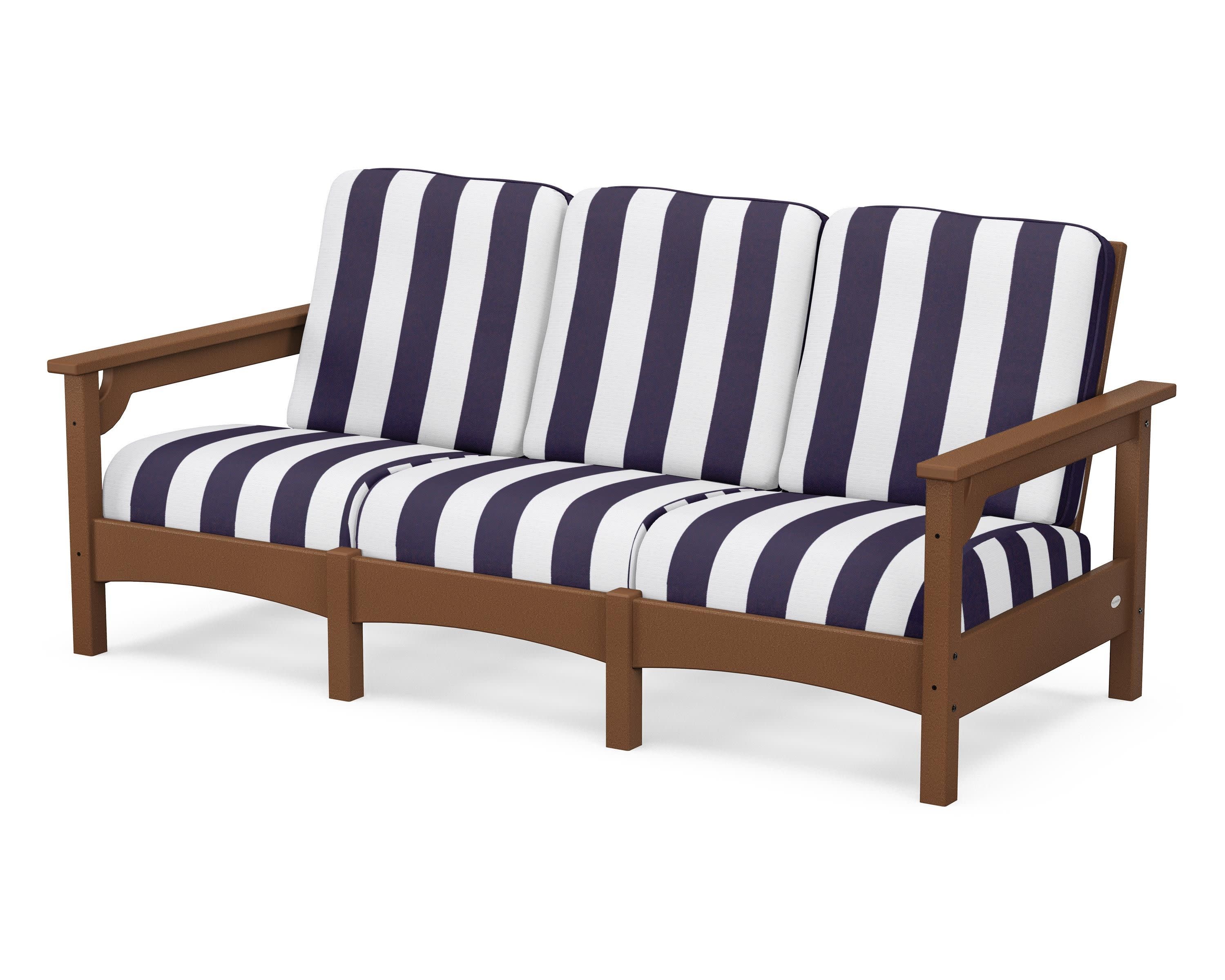 Club Sofa in Teak / Cabana Stripe Navy