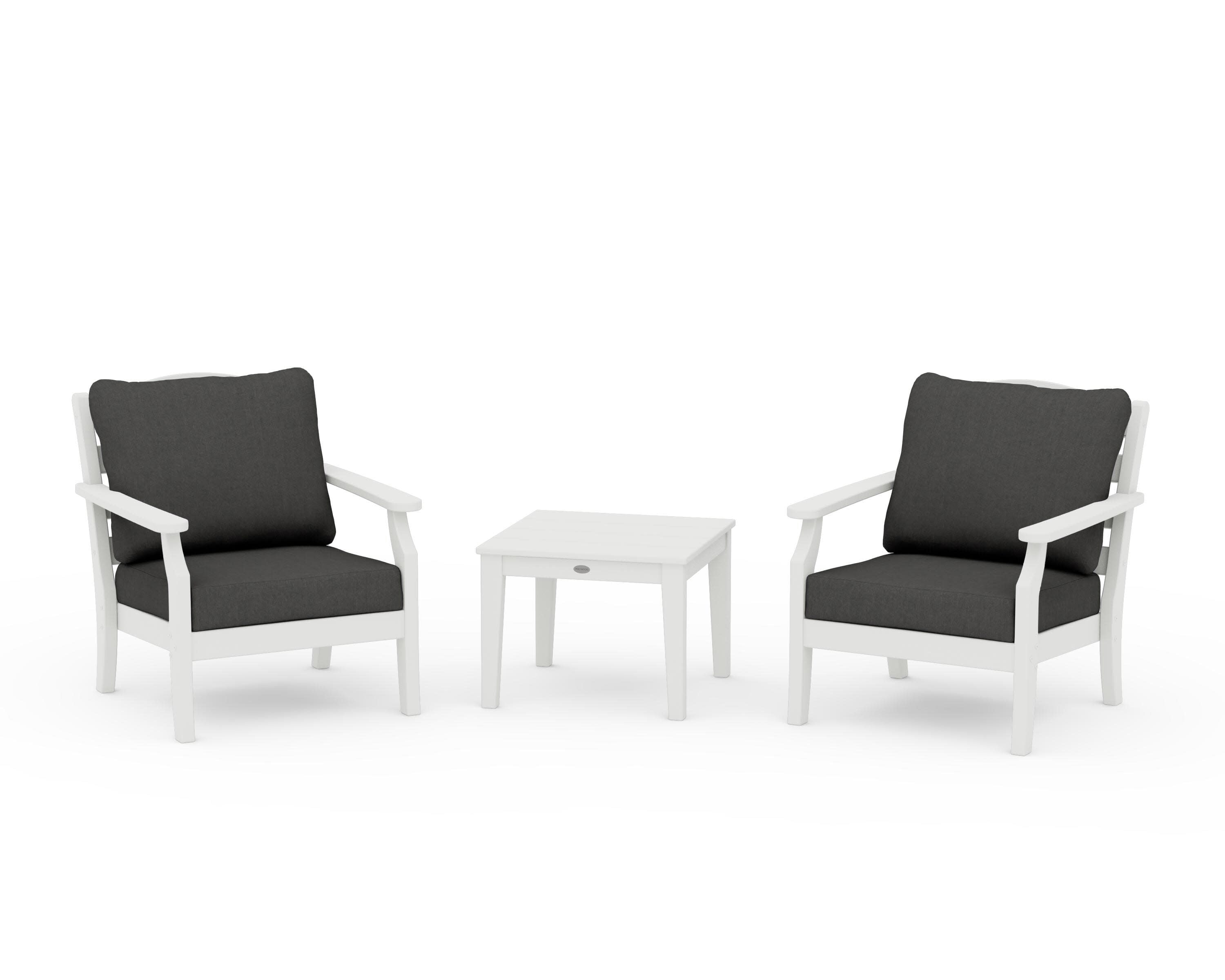 Savannah 3-Piece Deep Seating Set in Vintage White / Spectrum Carbon