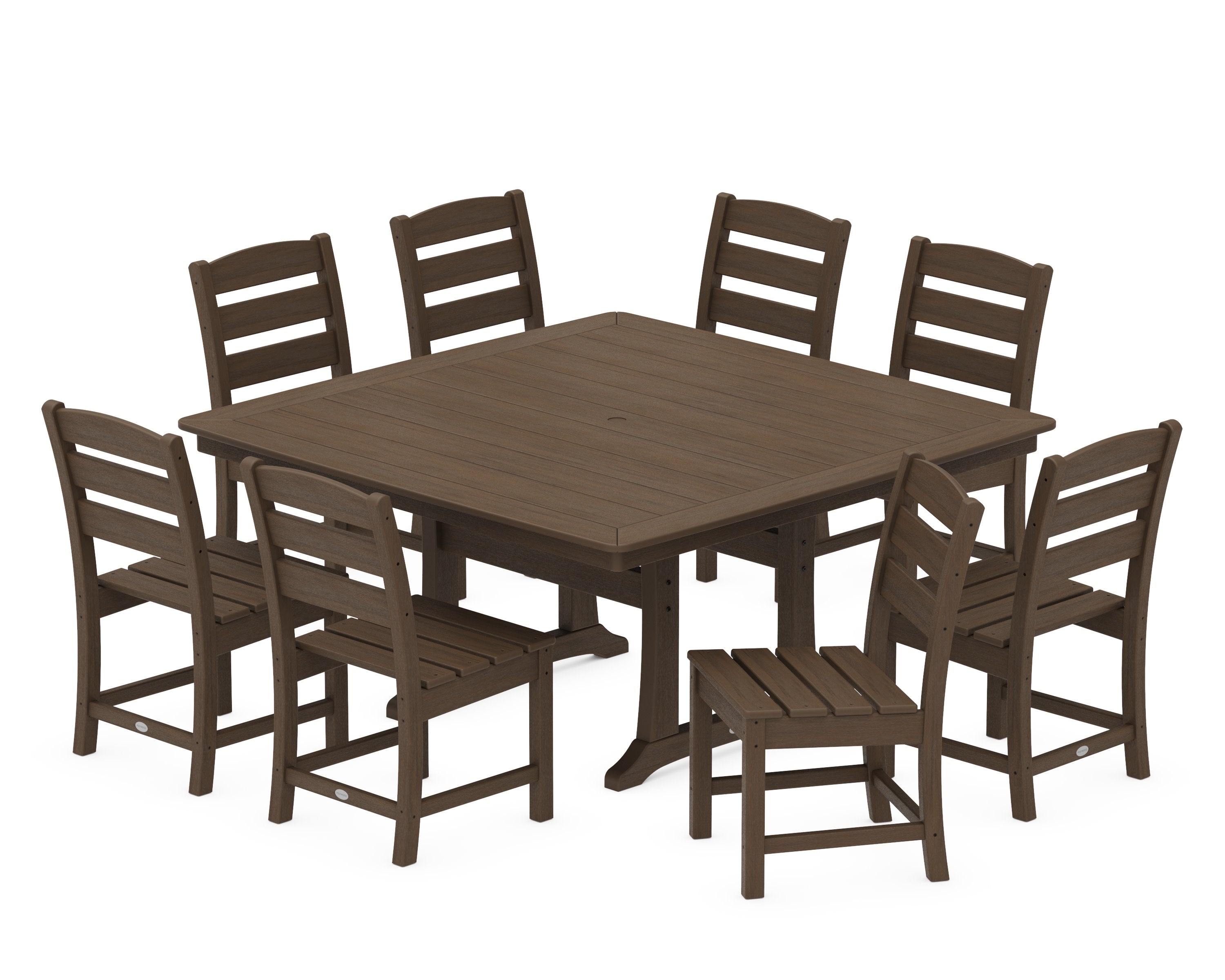 Lakeside 9-Piece Nautical Trestle Dining Set in Kona