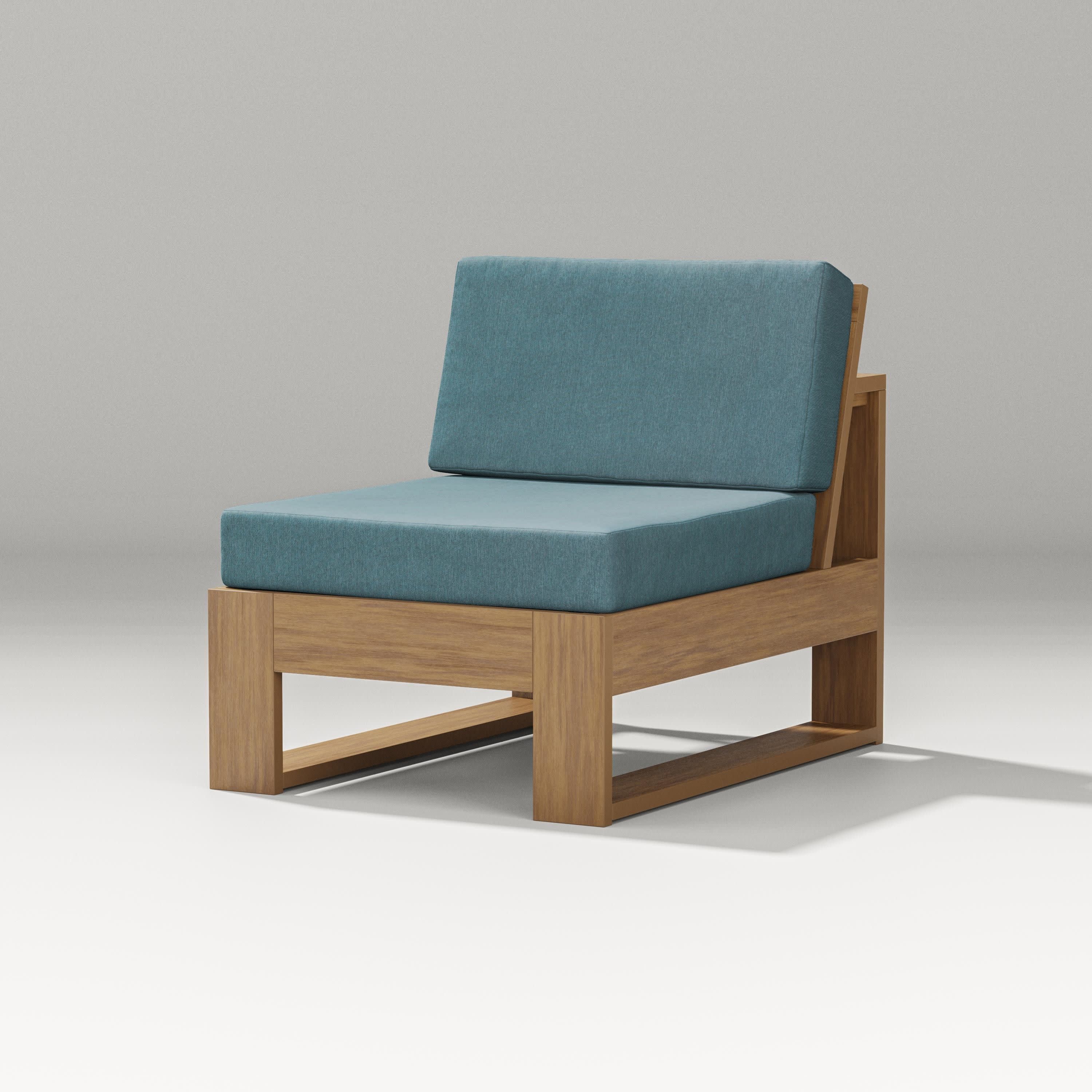 Latitude Modular Armless Chair in Natural / Ocean Teal