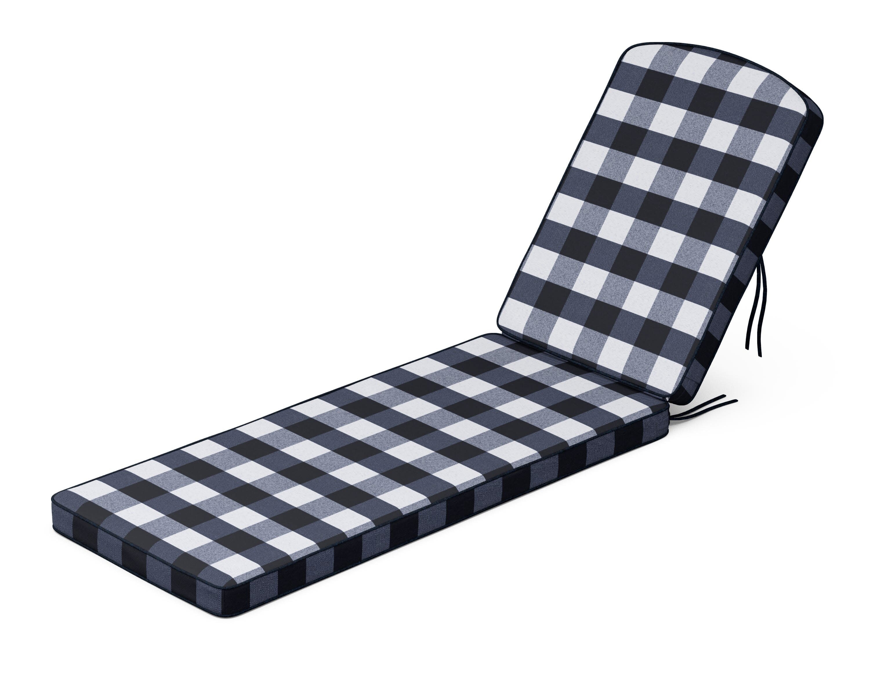 Chinoiserie Chaise Cushion in Buffalo Plaid Marine Indigo