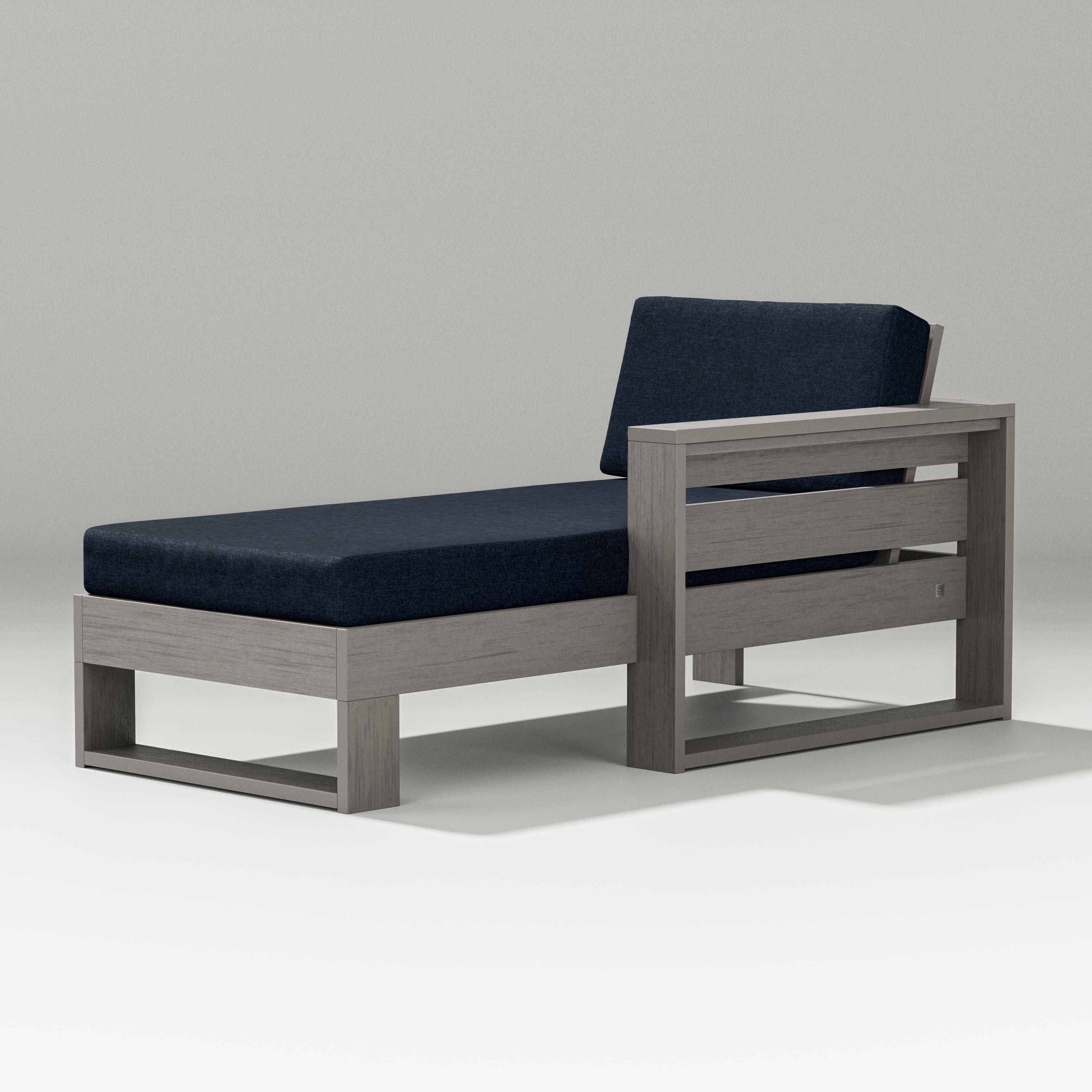 Latitude Modular Right Arm Chaise in Driftwood / Marine Indigo
