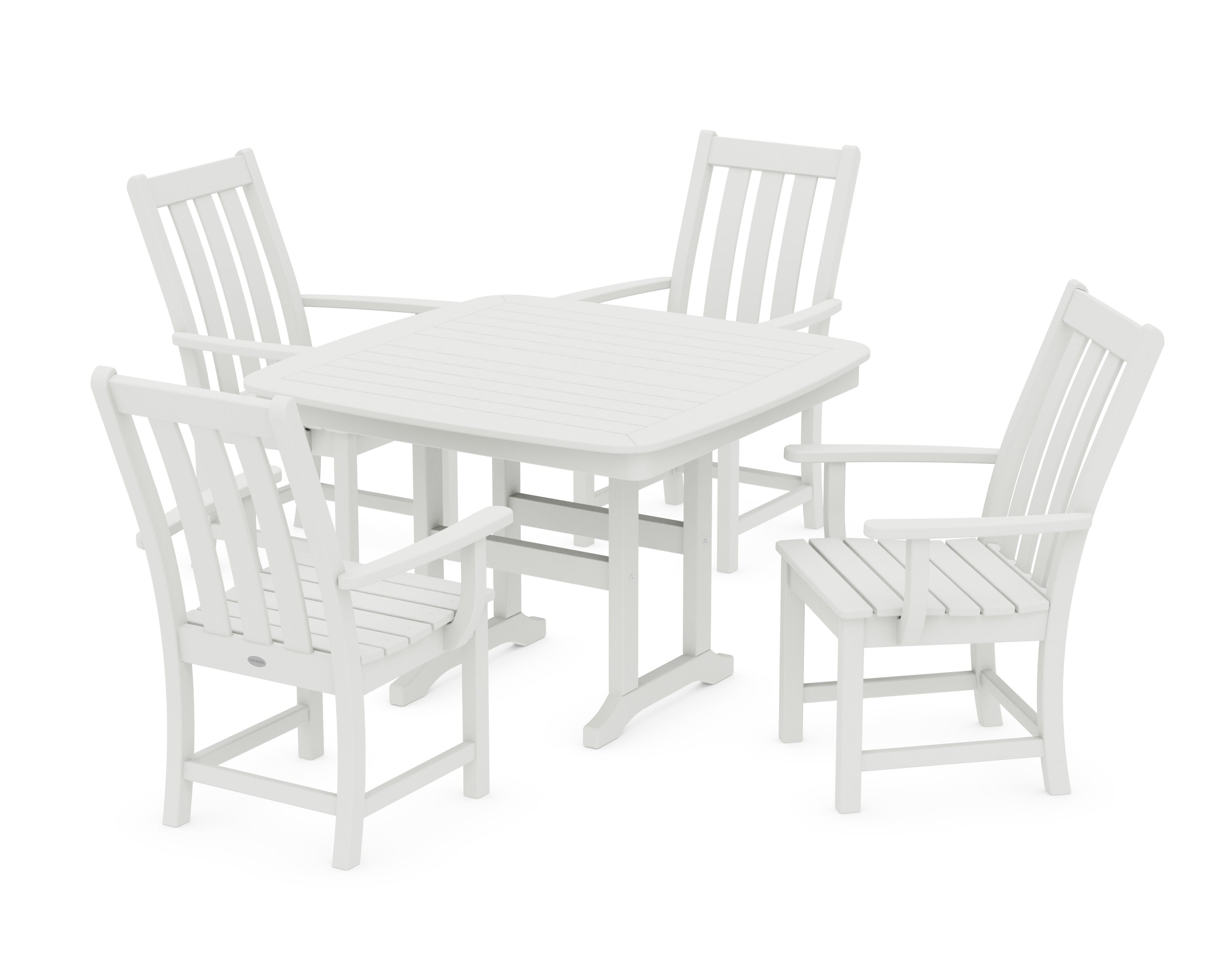 Vineyard 5-Piece Dining Set with Trestle Legs in Vintage White