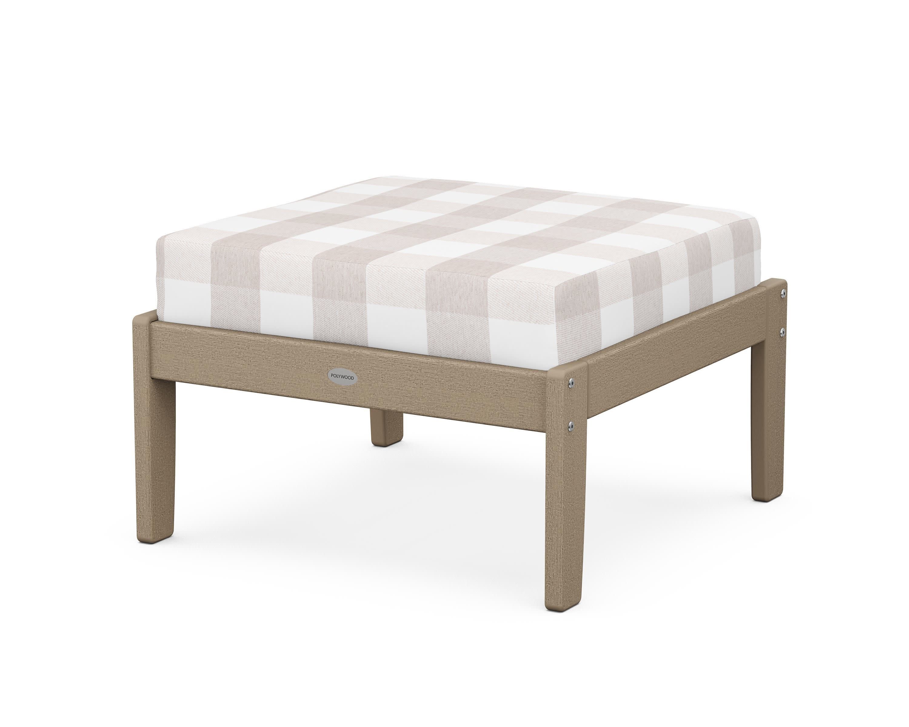 Braxton Deep Seating Ottoman in Vintage Sahara / Buffalo Plaid Dune Burlap