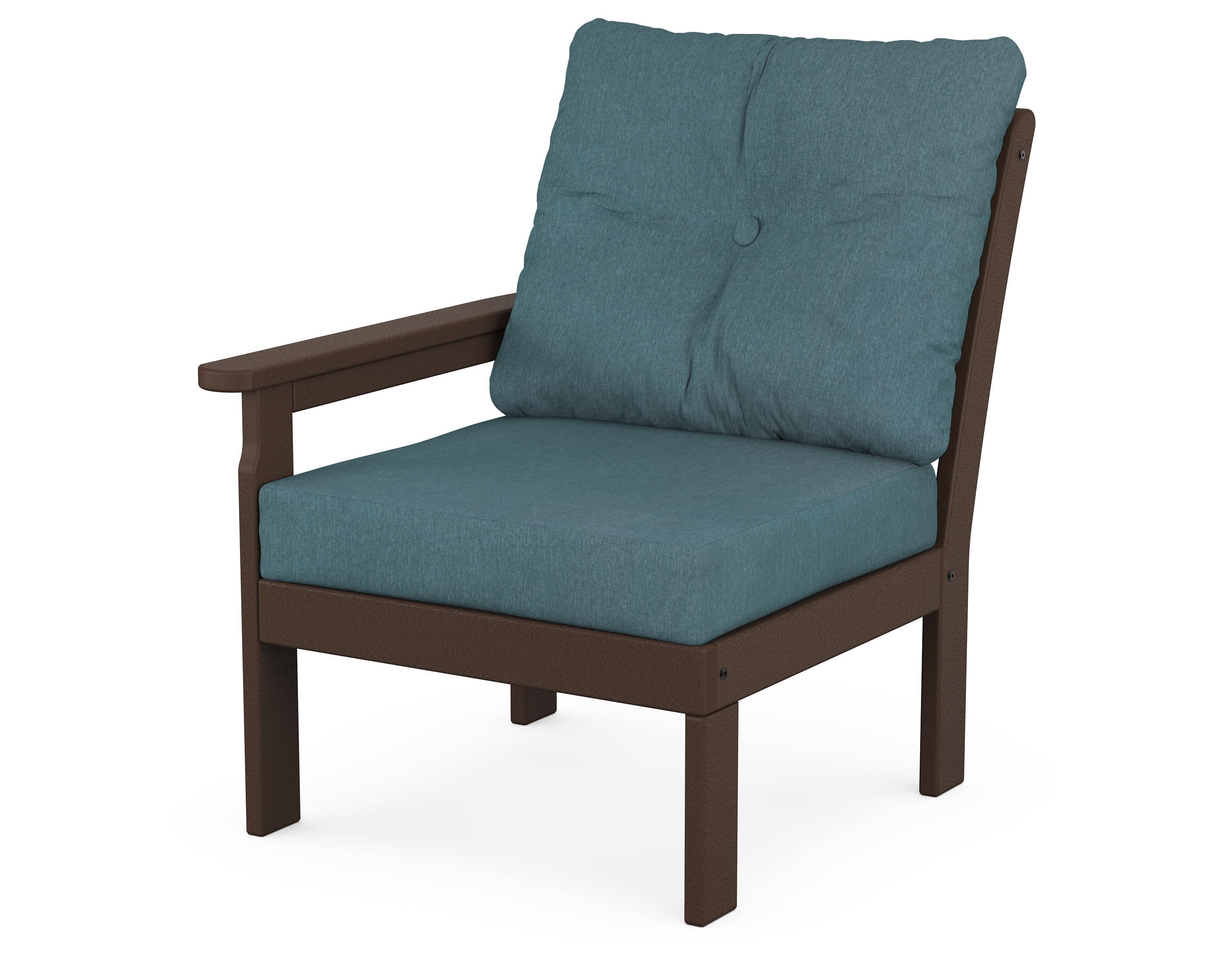 Vineyard Modular Left Arm Chair in Mahogany / Ocean Teal