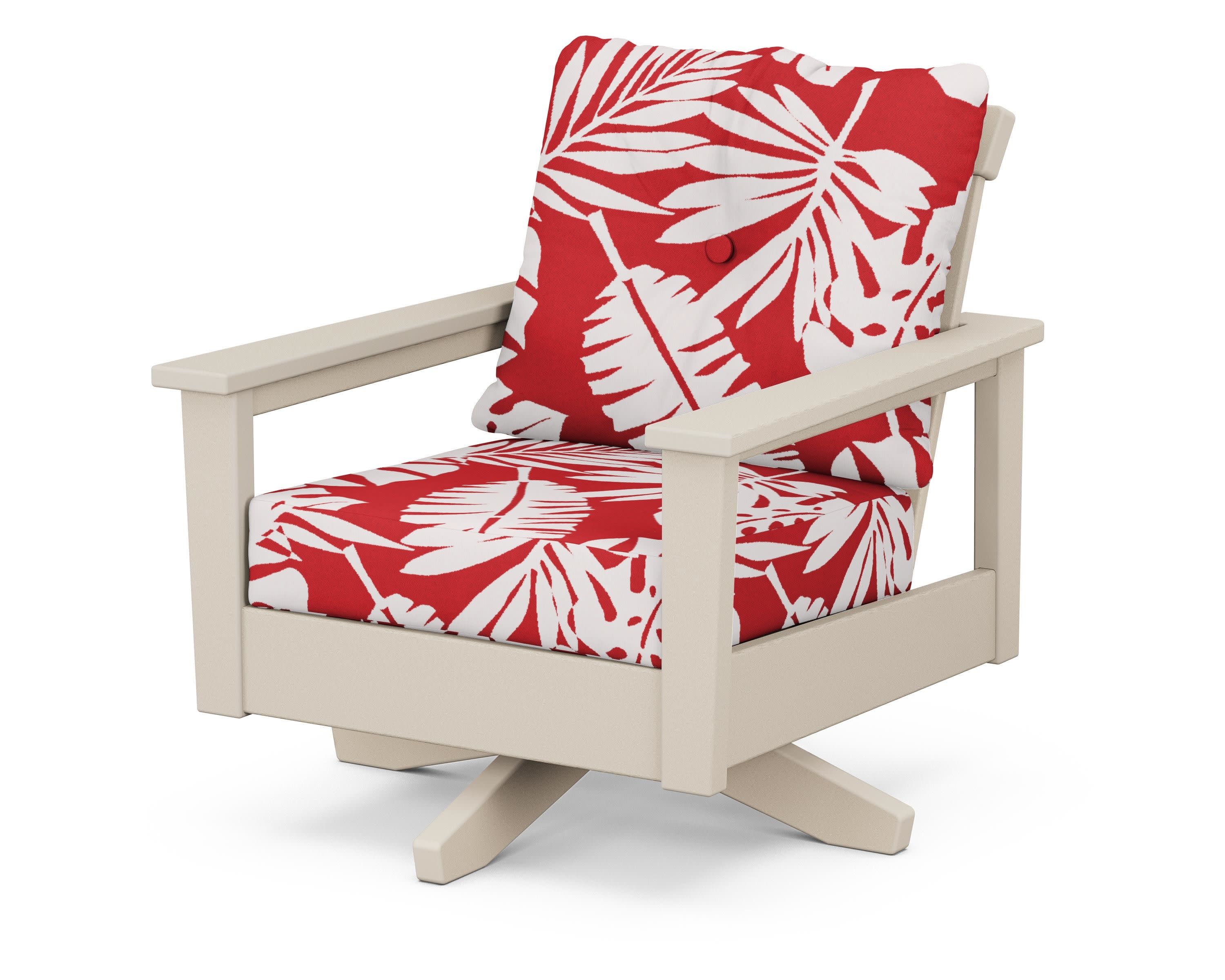 Prescott Deep Seating Swivel Chair in Sand / Leaf Crimson