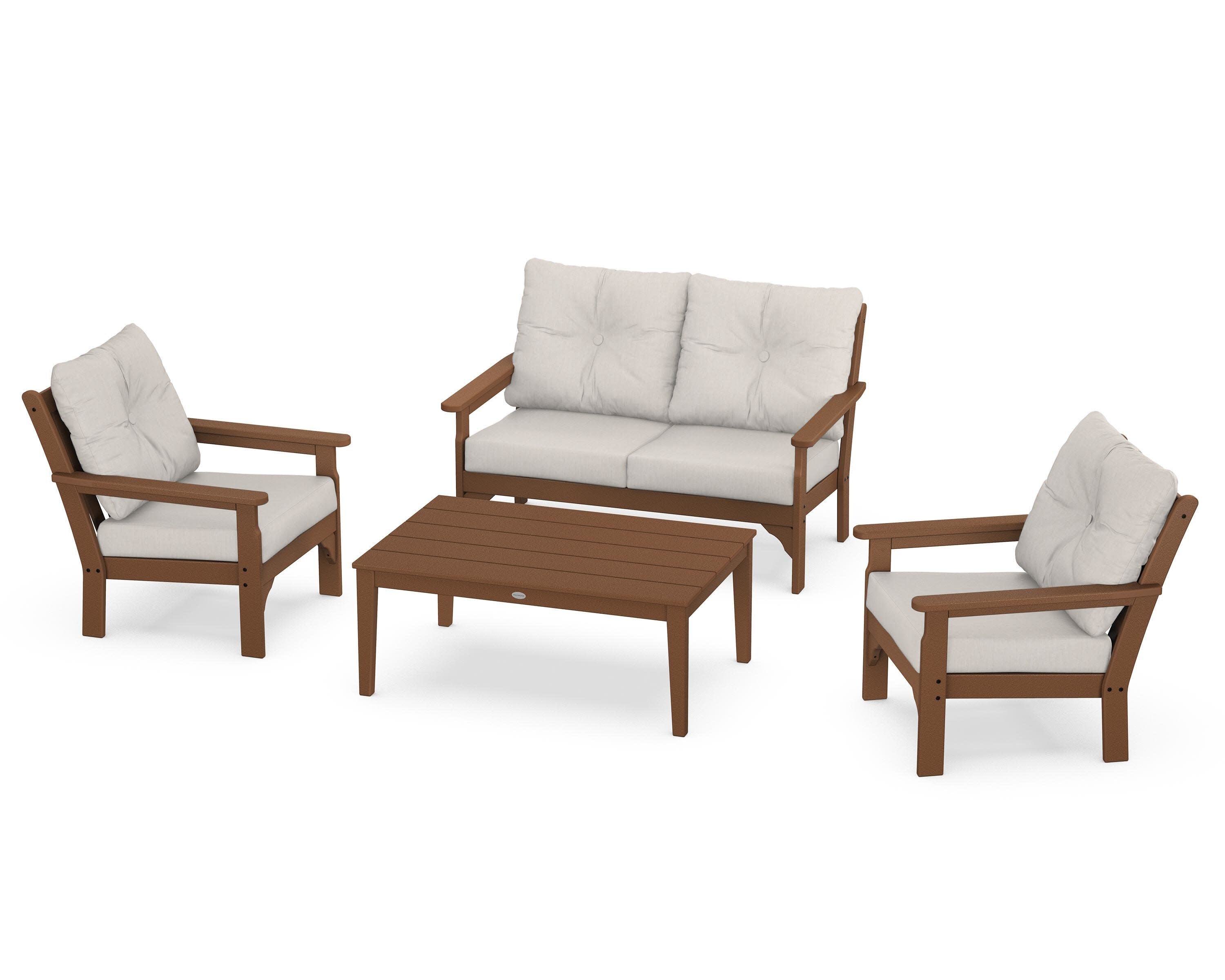 Vineyard 4-Piece Deep Seating Set in Teak / Cast Ash