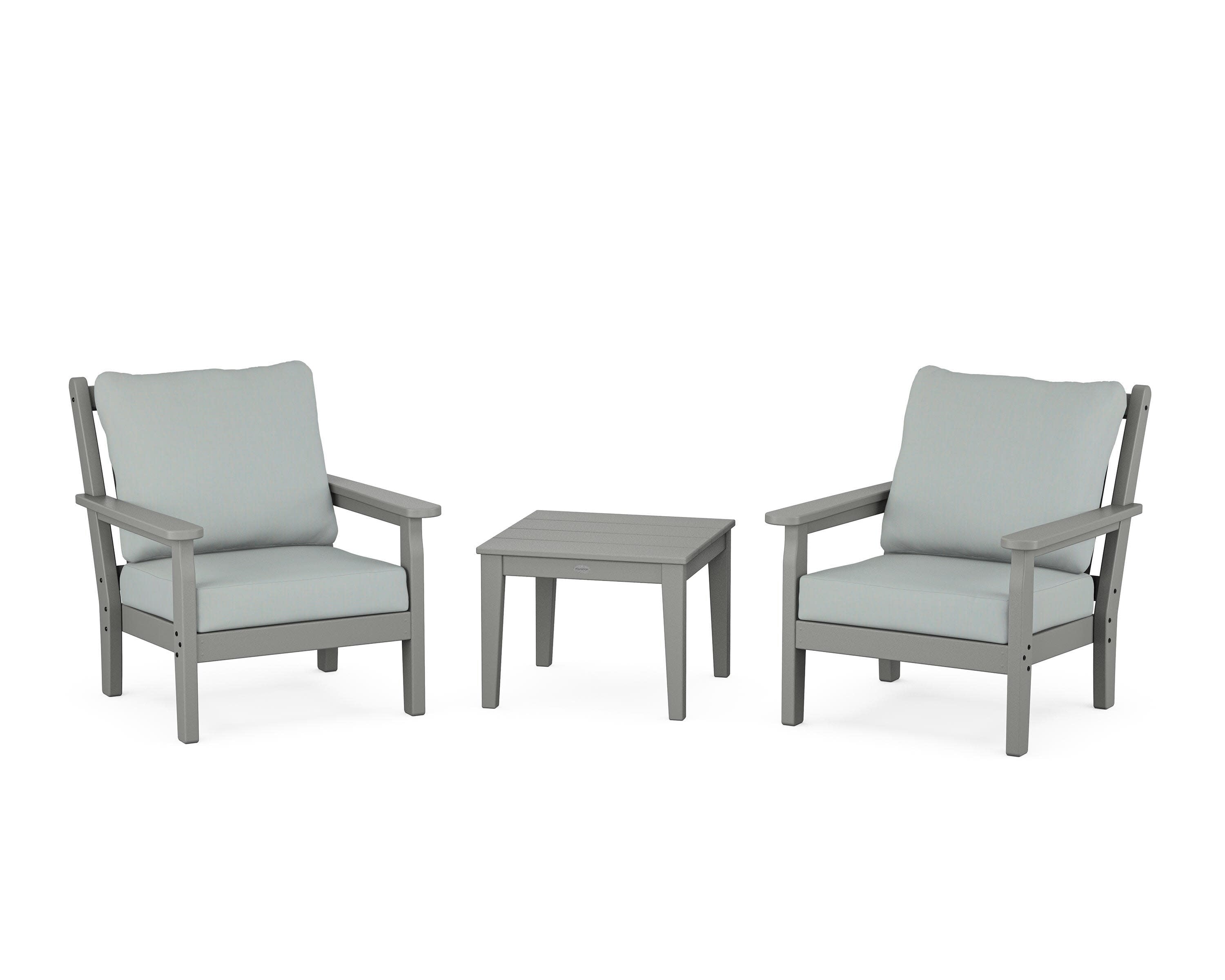 Chippendale 3-Piece Deep Seating Set in Slate Grey / Spa