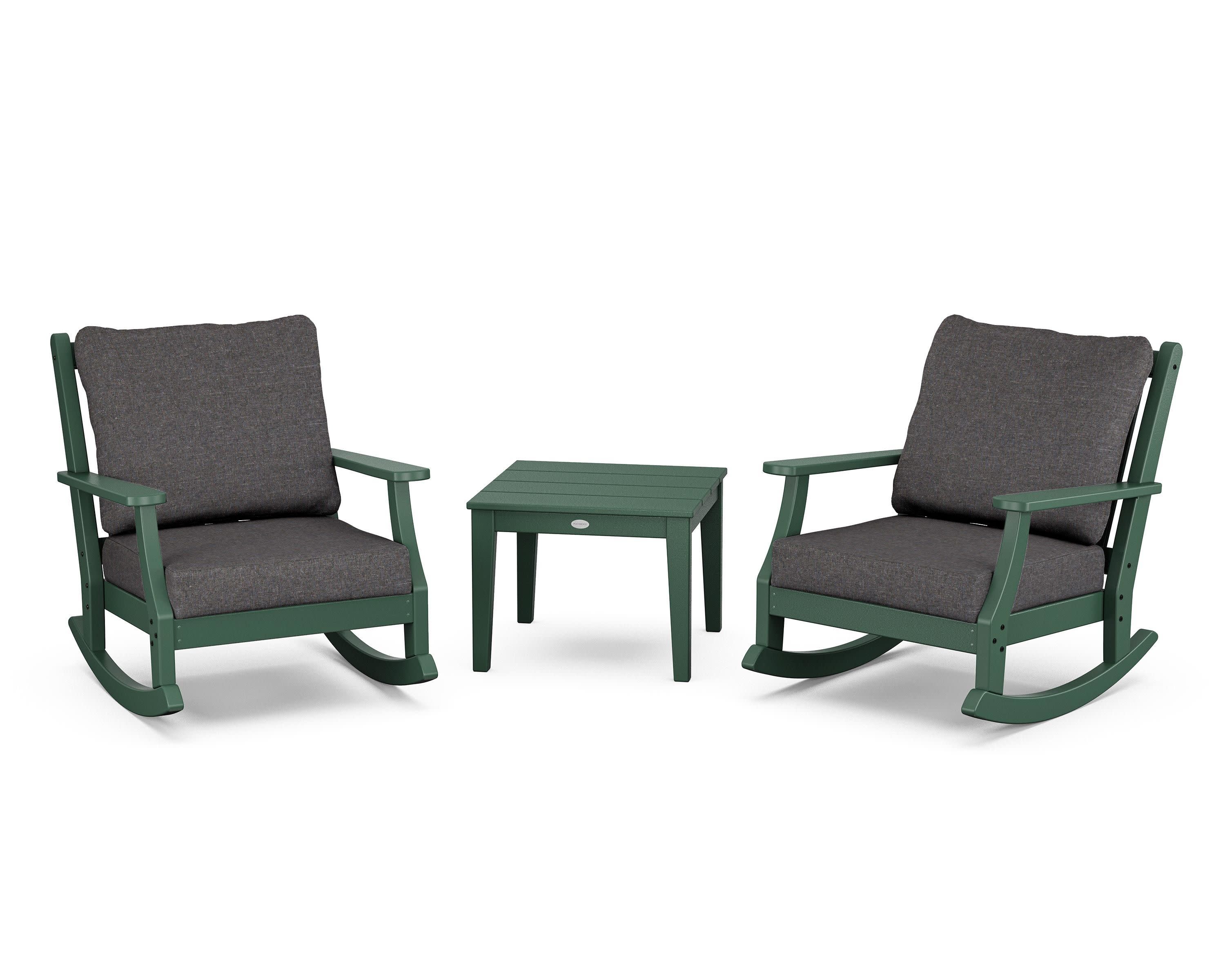 Wovendale 3-Piece Deep Seating Rocker Set in Green / Ash Charcoal