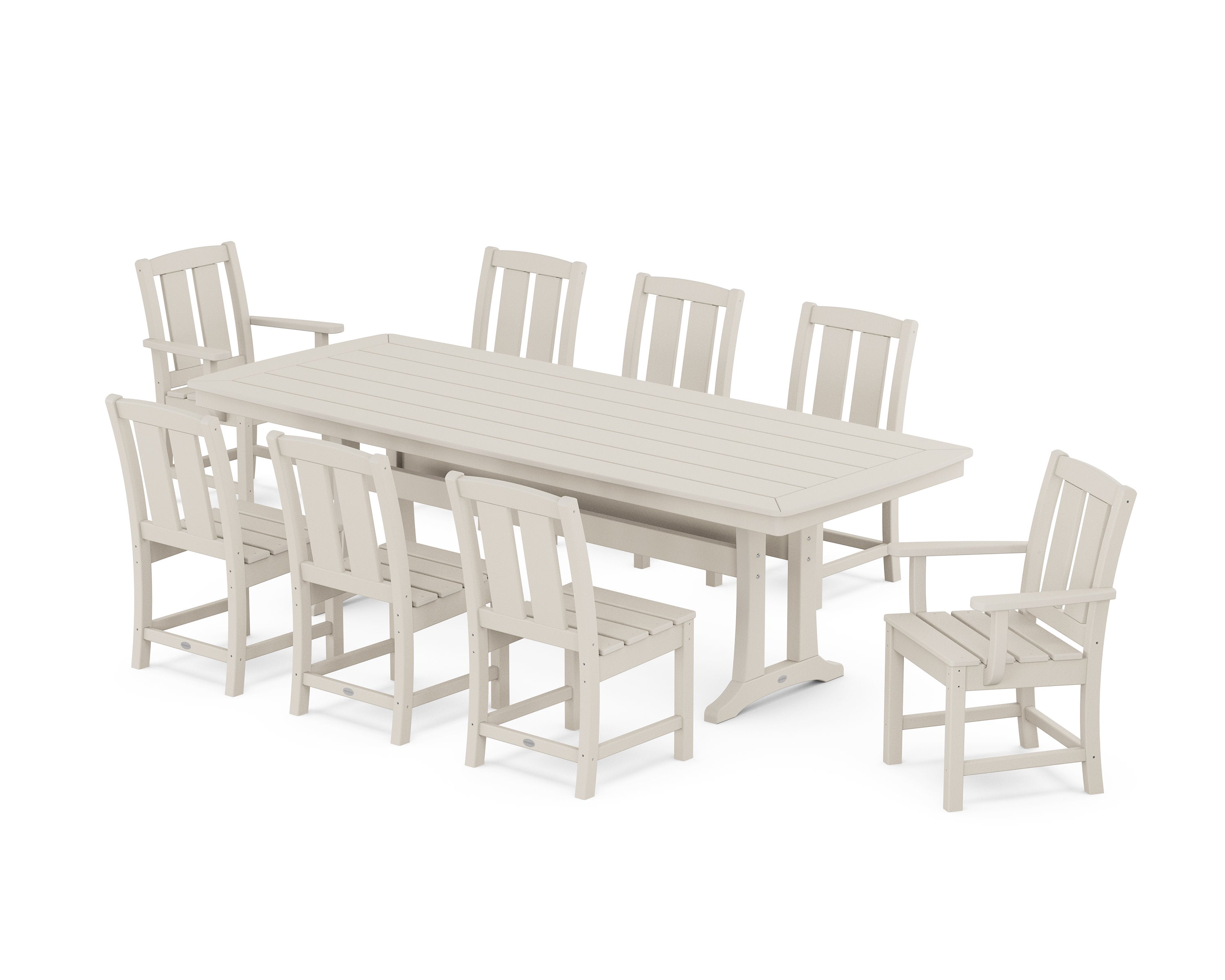 Mission 9-Piece Dining Set with Trestle Legs in Sand