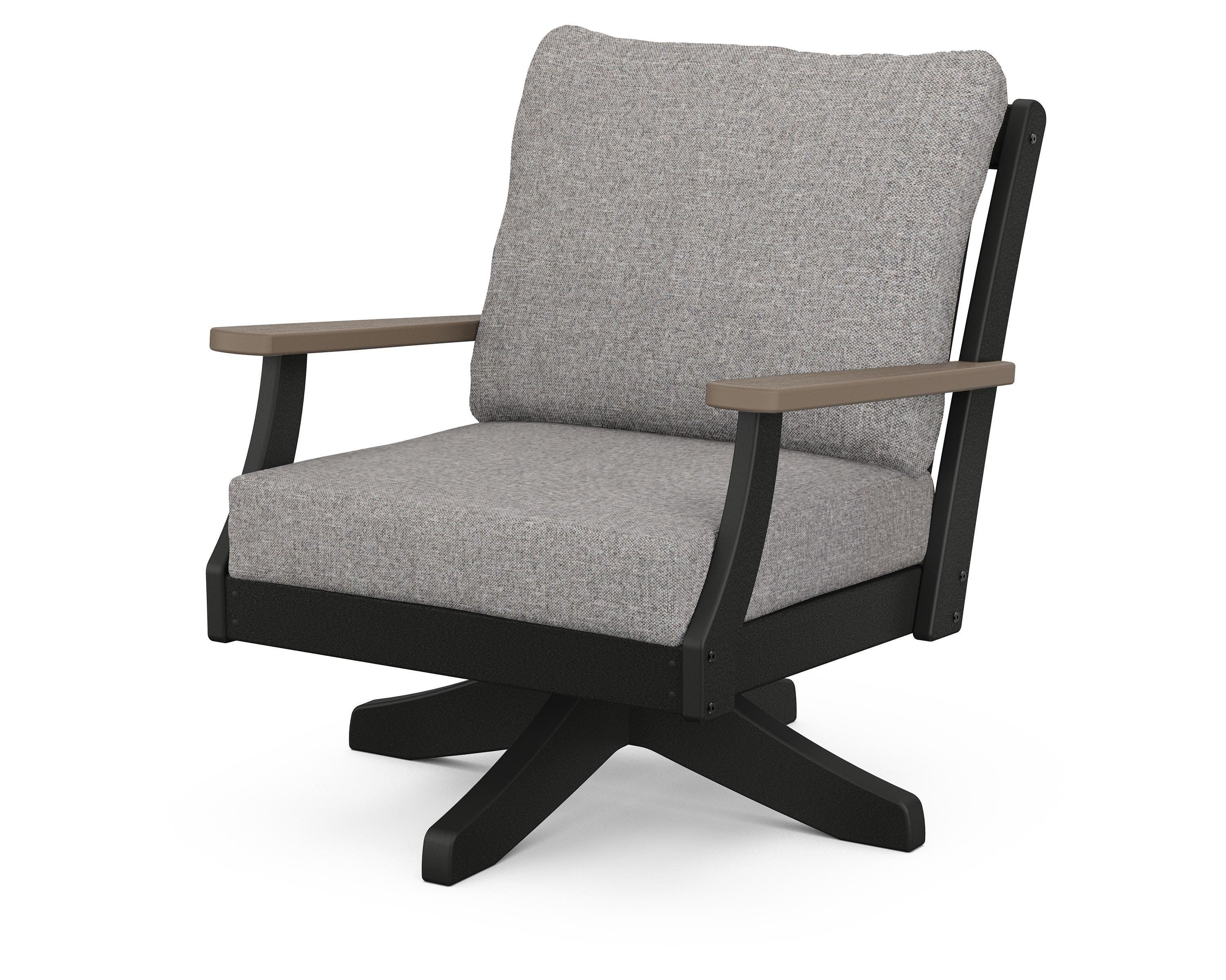 Braxton Deep Seating Swivel Chair in Black / Kona / Grey Mist