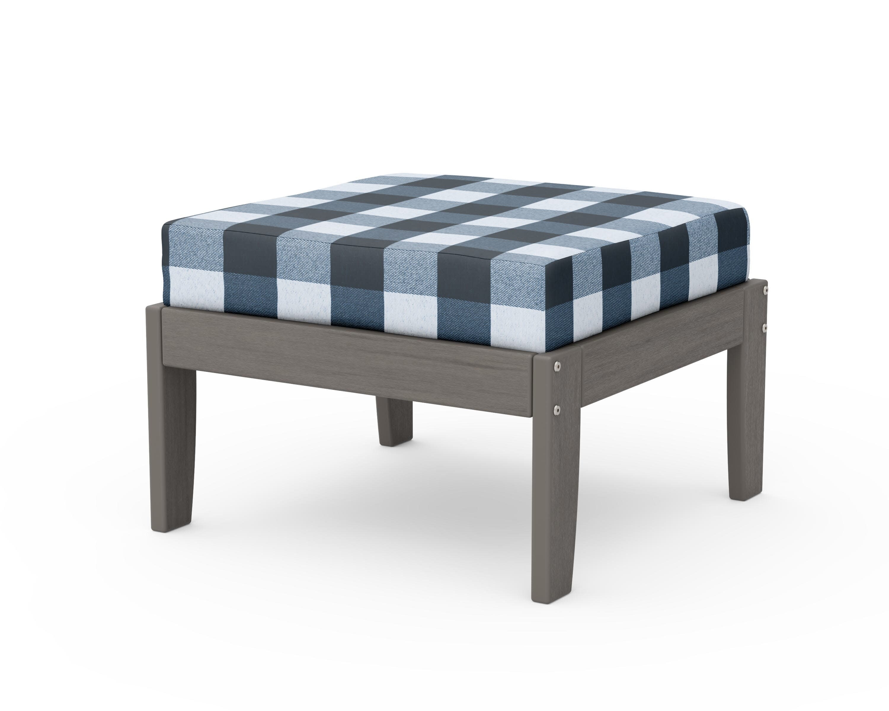 Modular Ottoman - Classic in Driftwood / Buffalo Plaid Marine Indigo