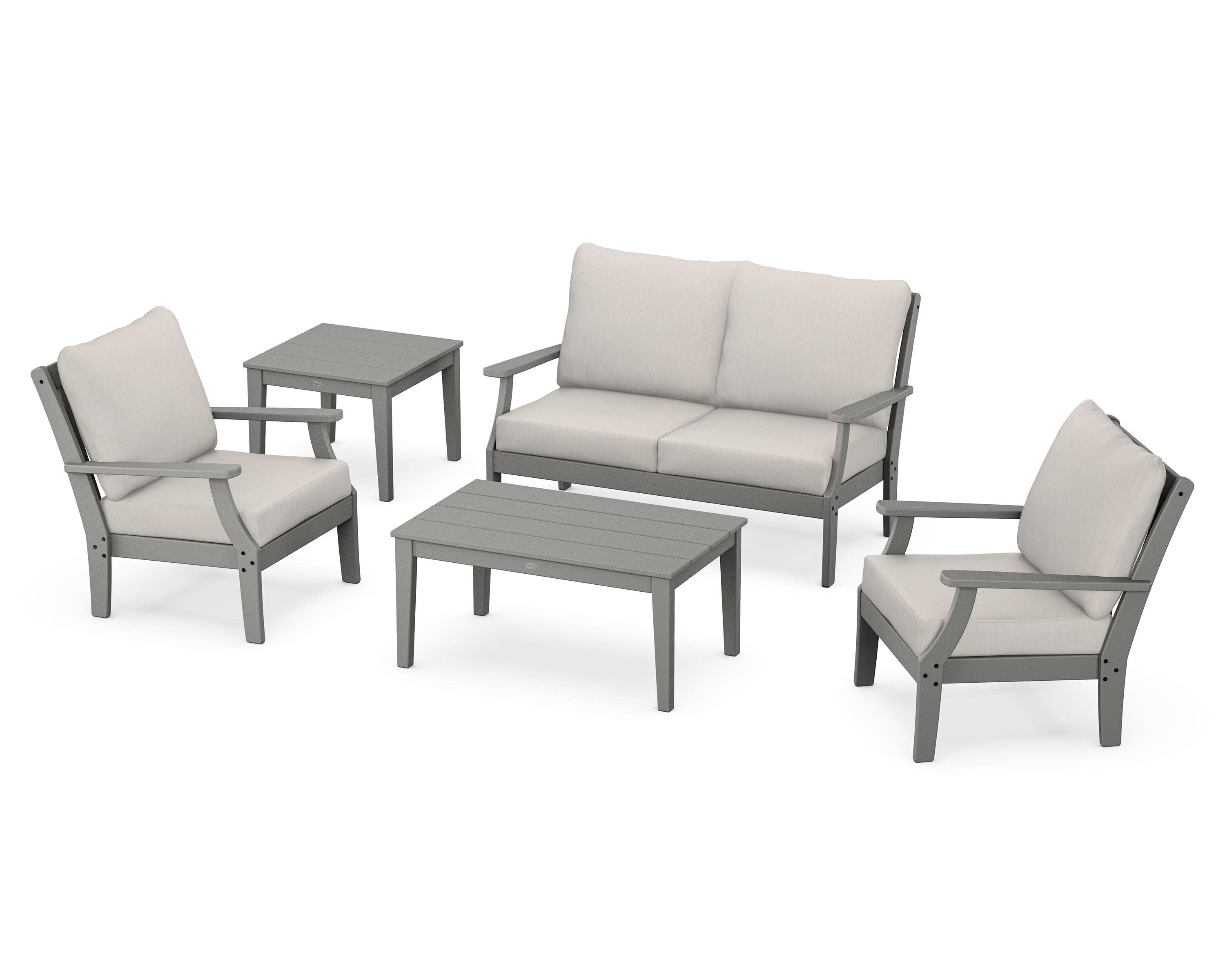 Braxton 5-Piece Deep Seating Set in Slate Grey / Cast Ash