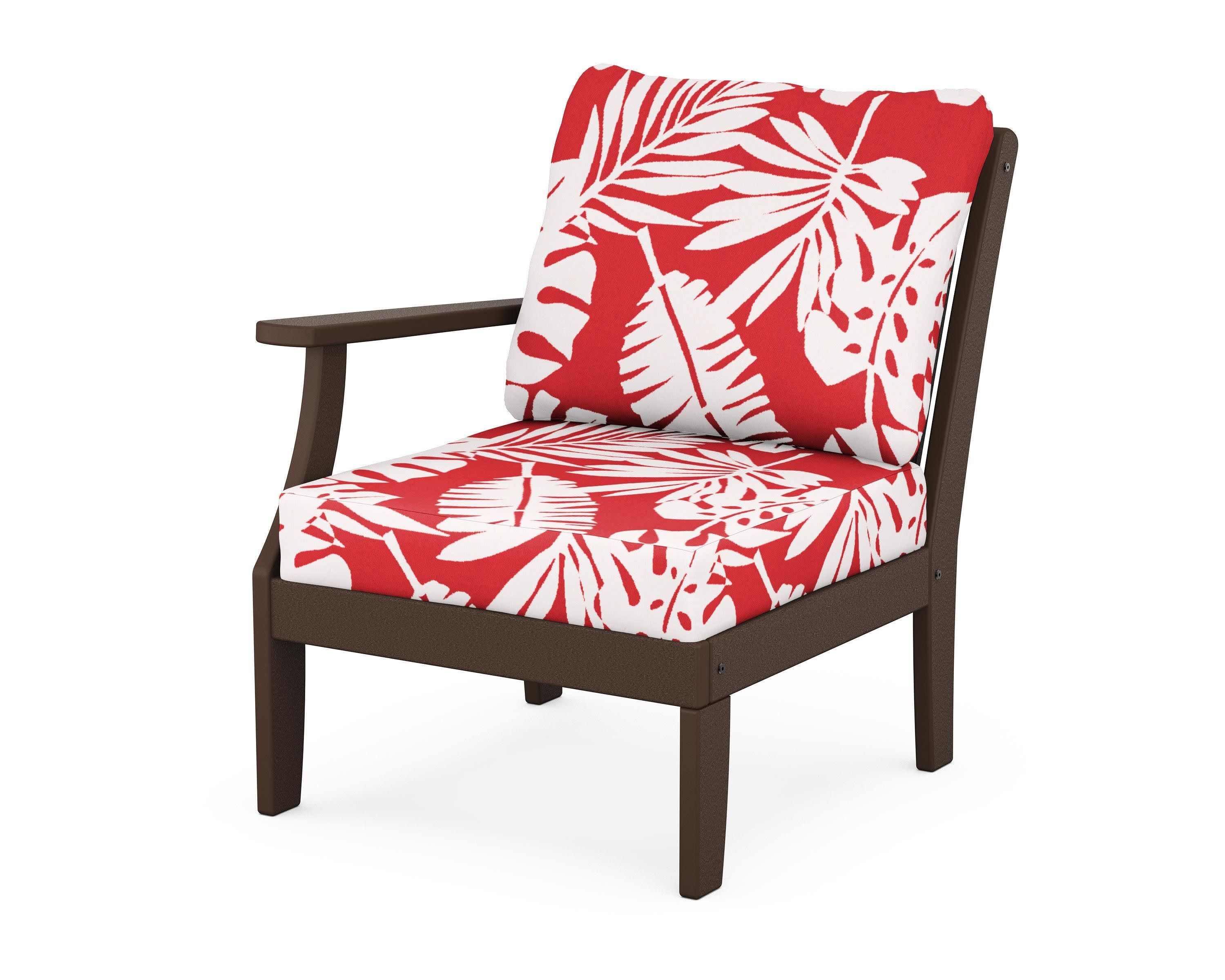Braxton Modular Left Arm Chair in Mahogany / Leaf Crimson
