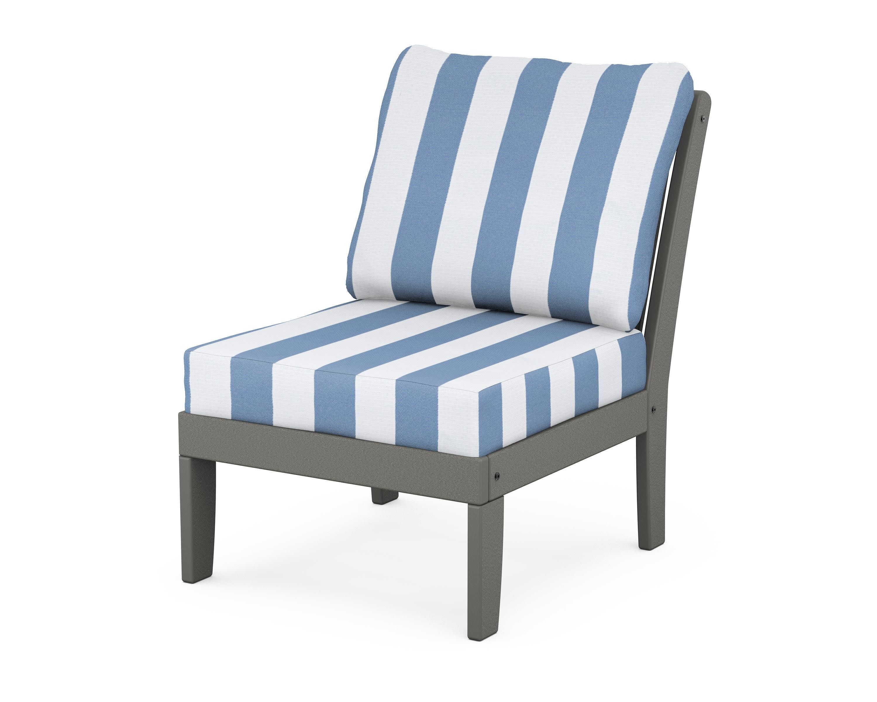 Braxton Modular Armless Chair in Slate Grey / Cabana Stripe Sky Blue