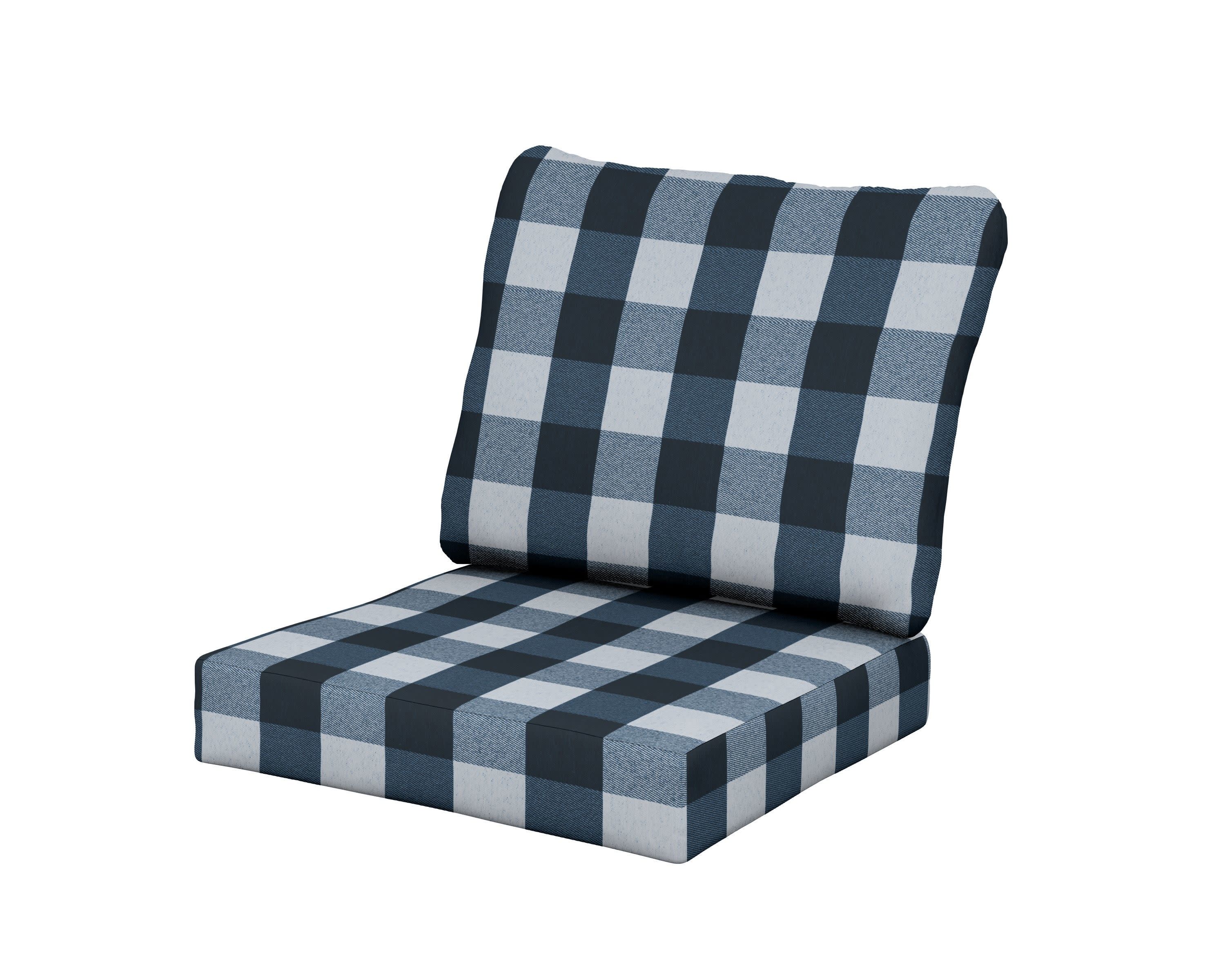 Classics Seat/Back Cushion Set in Buffalo Plaid Marine Indigo