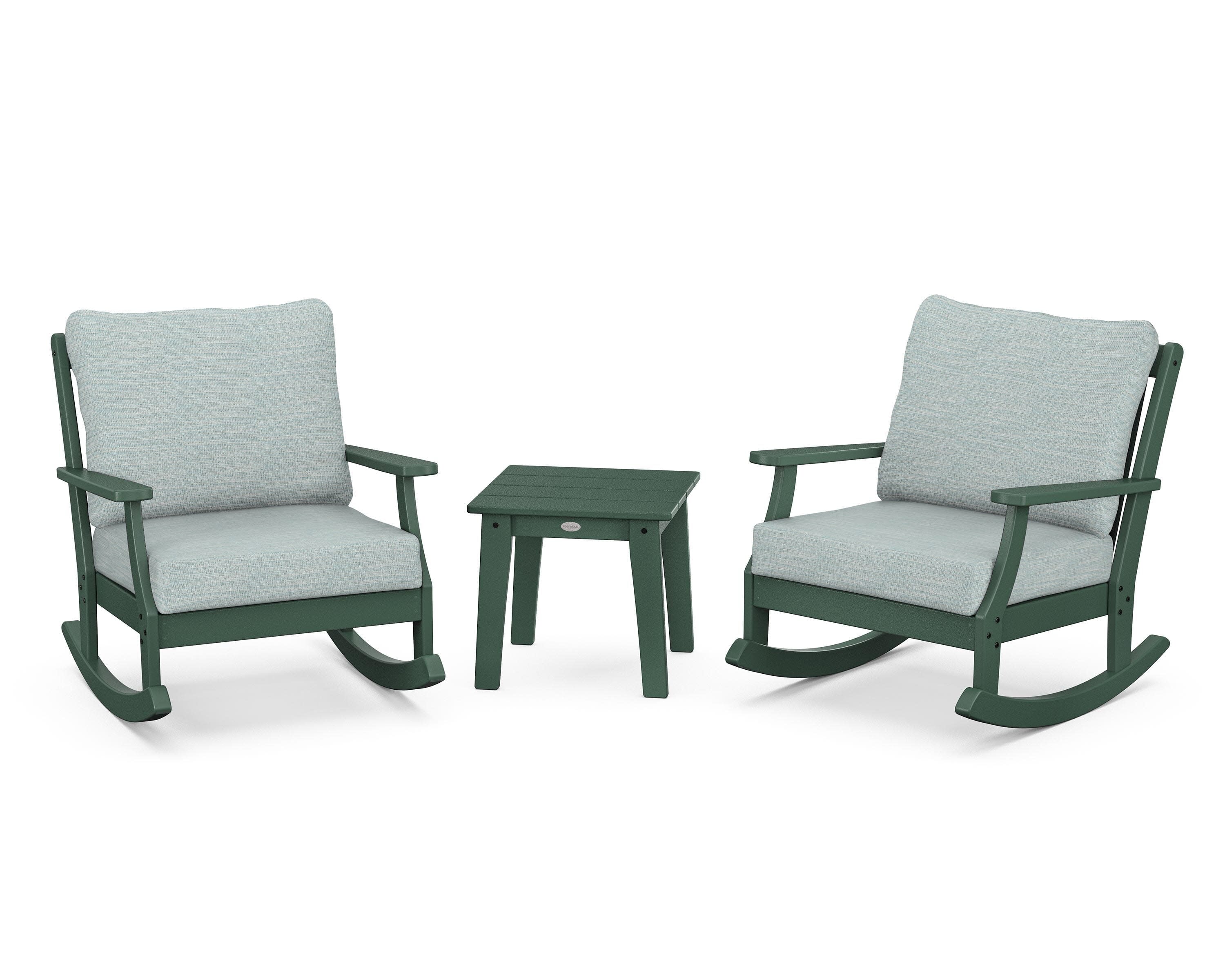Braxton 3-Piece Deep Seating Rocker Set in Green / Soothe Mist