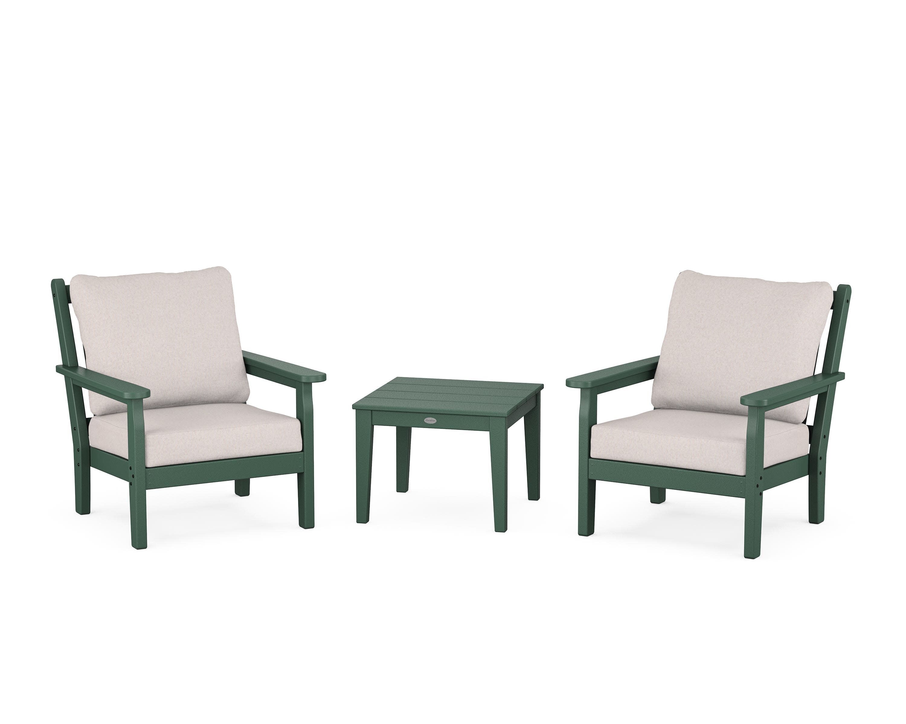 Chippendale 3-Piece Deep Seating Set in Green / Dune Burlap