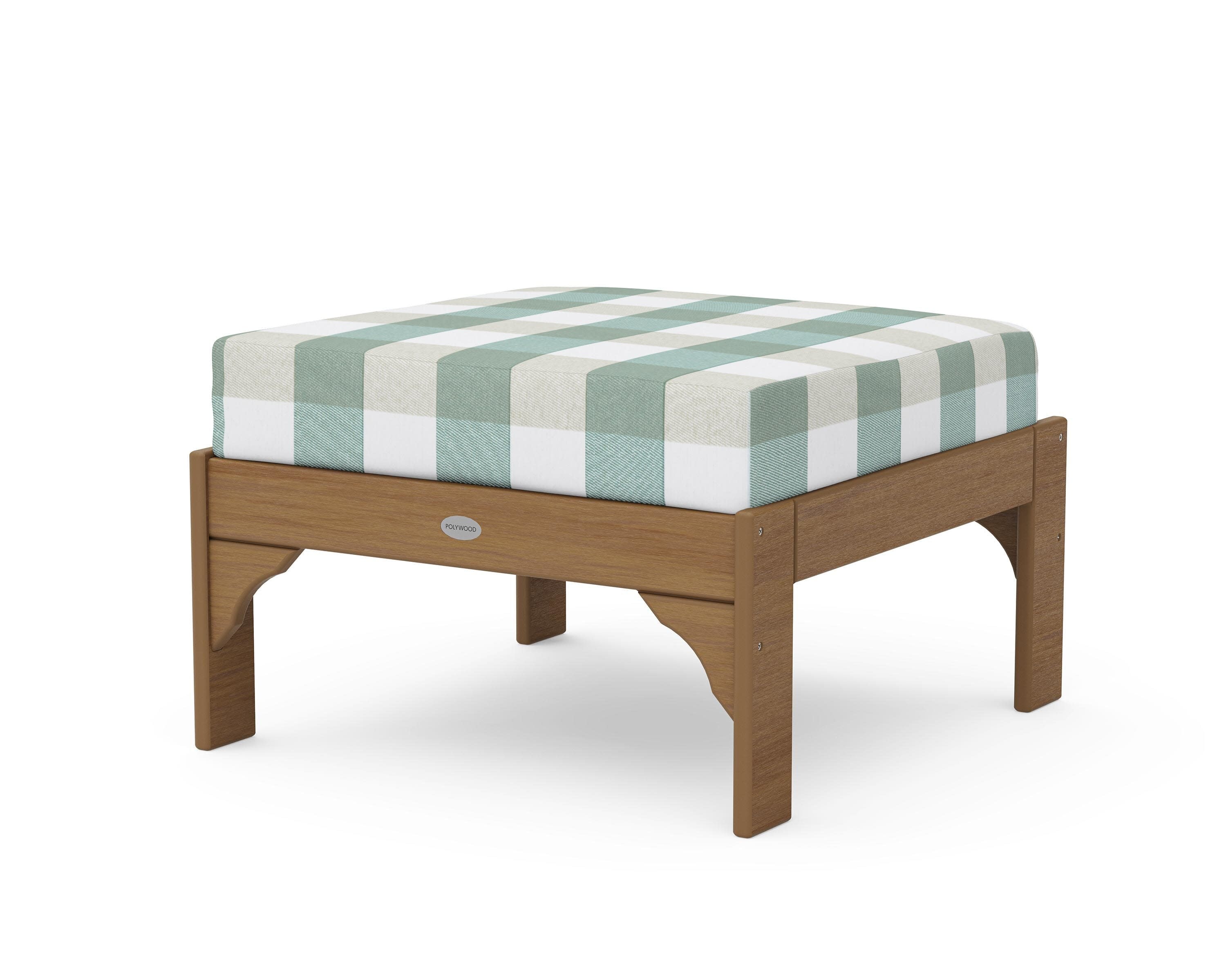 Vineyard Deep Seating Ottoman in Natural / Buffalo Plaid Glacier Spa