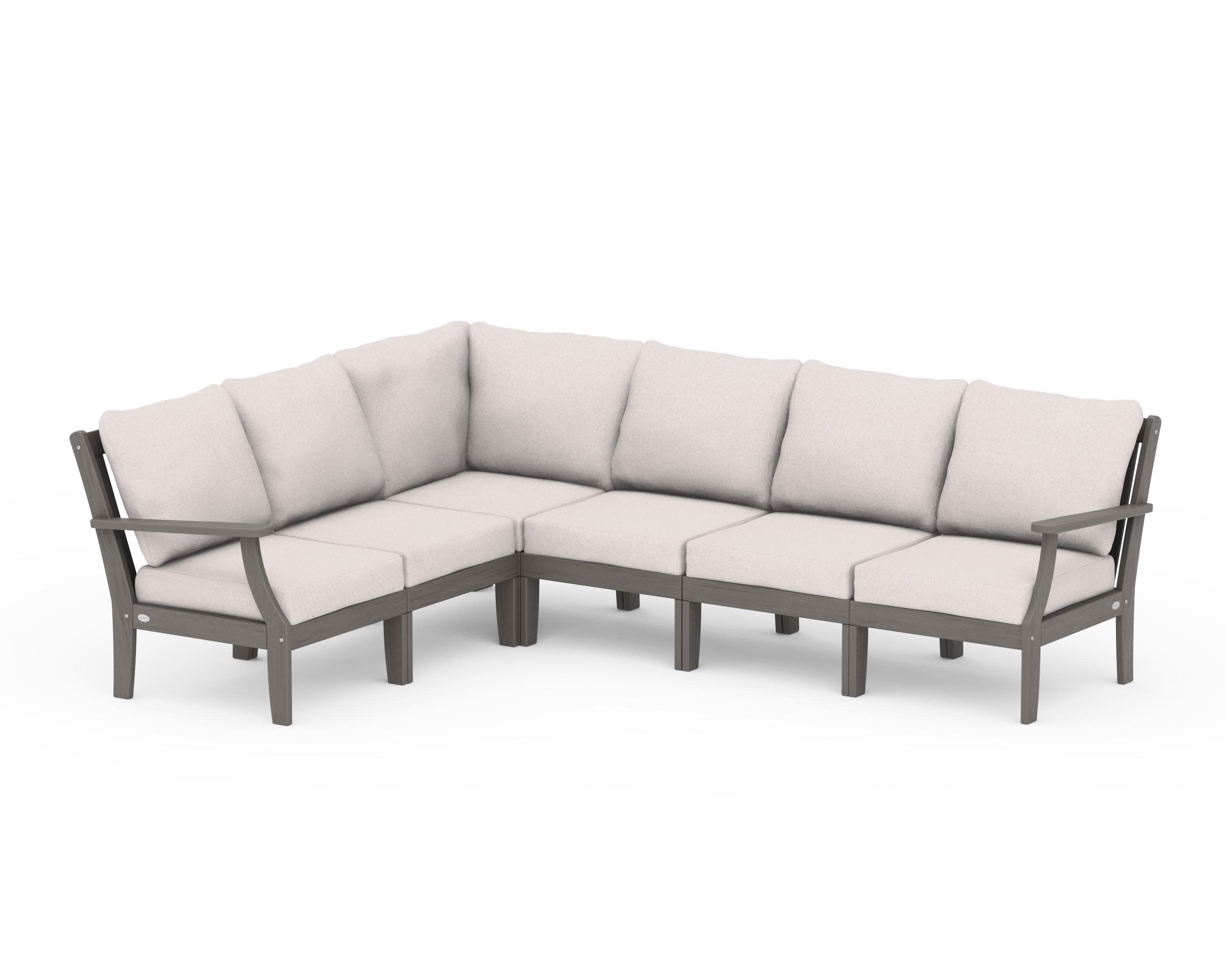 Braxton Modular 6-Piece Deep Seating Set in Driftwood / Dune Burlap