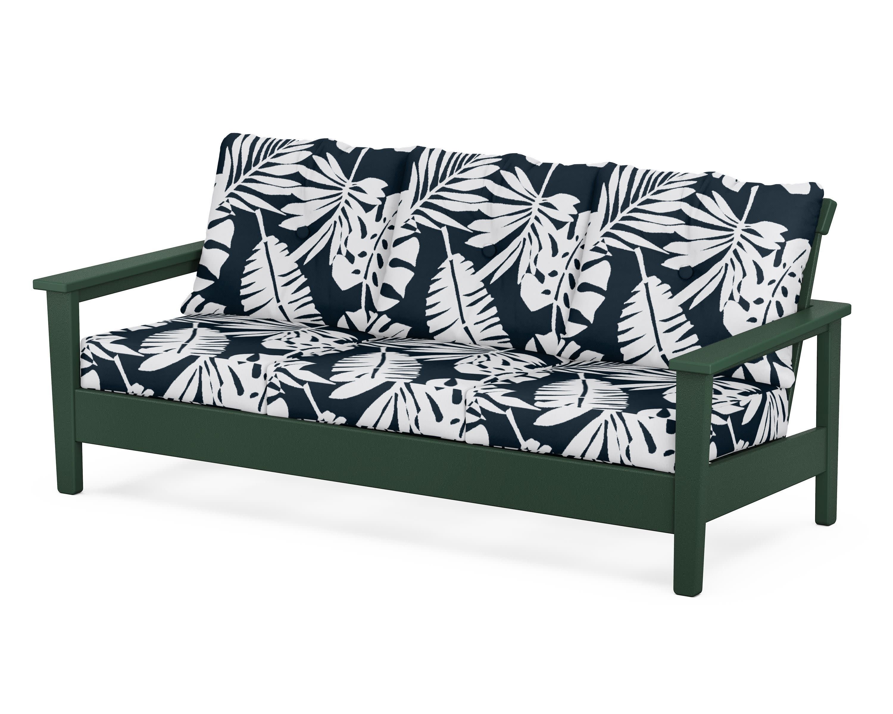 Prescott Deep Seating Sofa in Green / Leaf Marine Indigo
