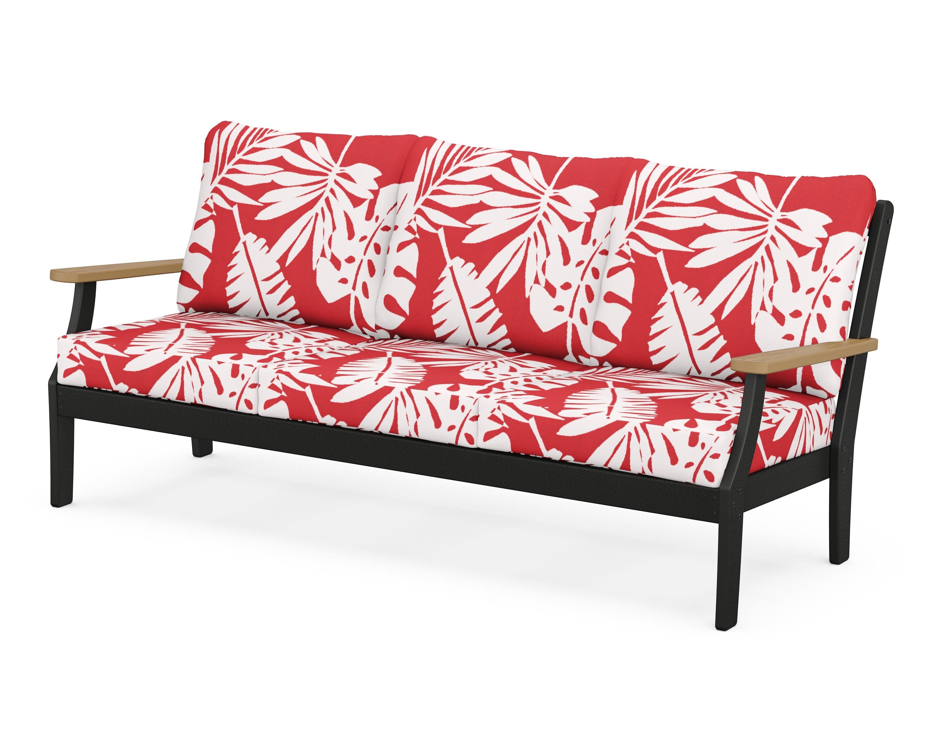 Braxton Deep Seating Sofa in Black / Natural / Leaf Crimson
