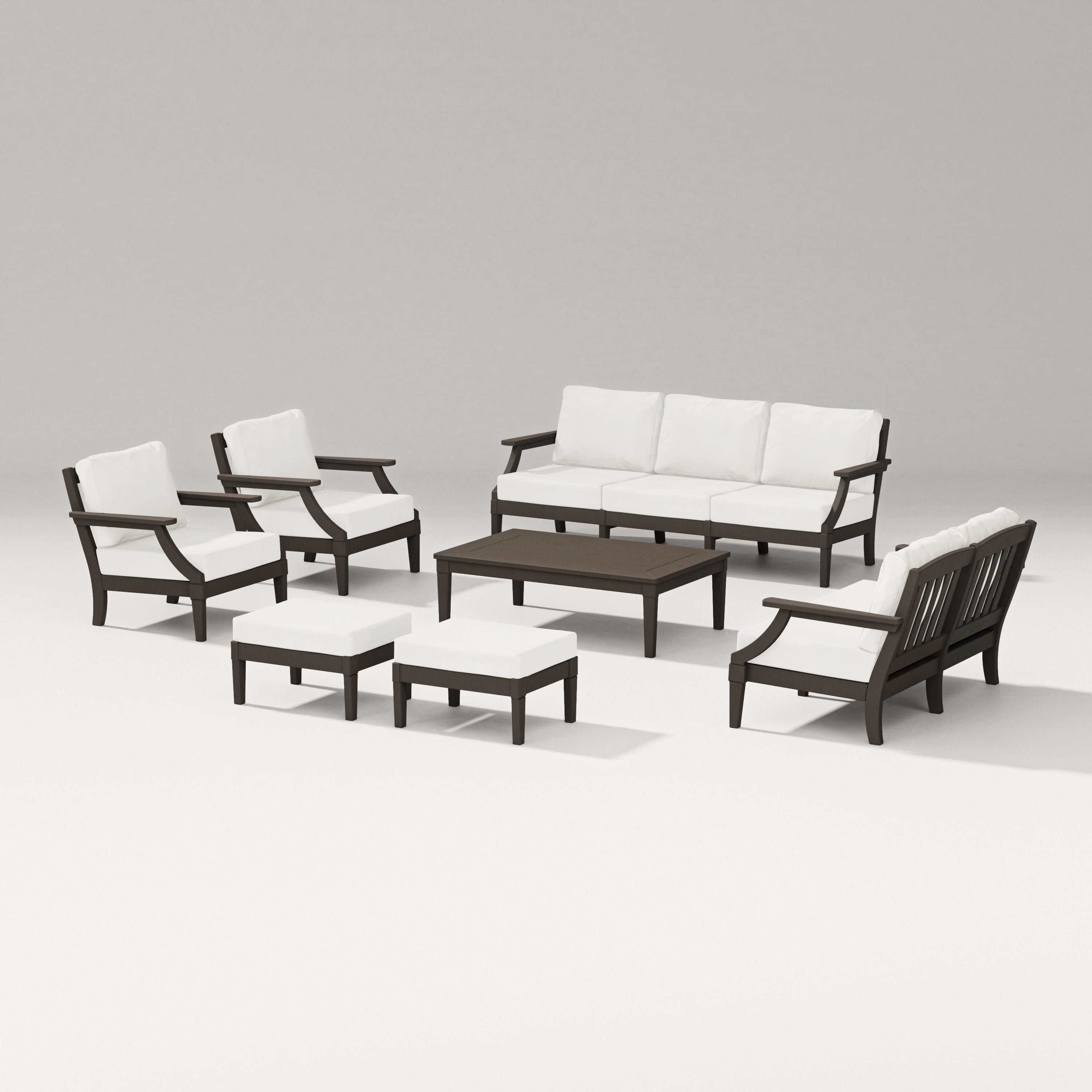 Estate 7-Piece Lounge Sofa Set in Vintage Coffee / Natural Linen