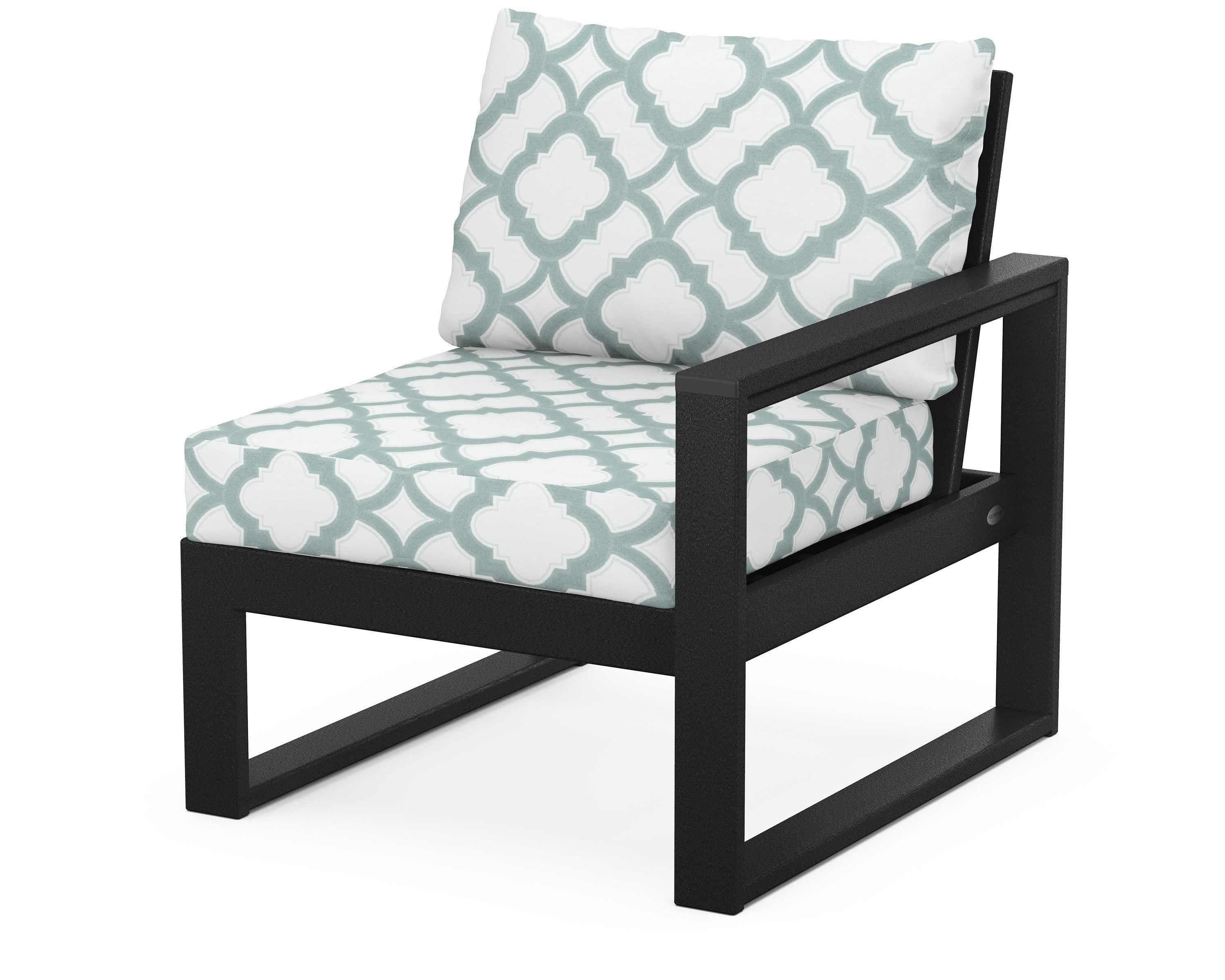 EDGE Modular Right Arm Chair in Black / Trellis Glacier Spa