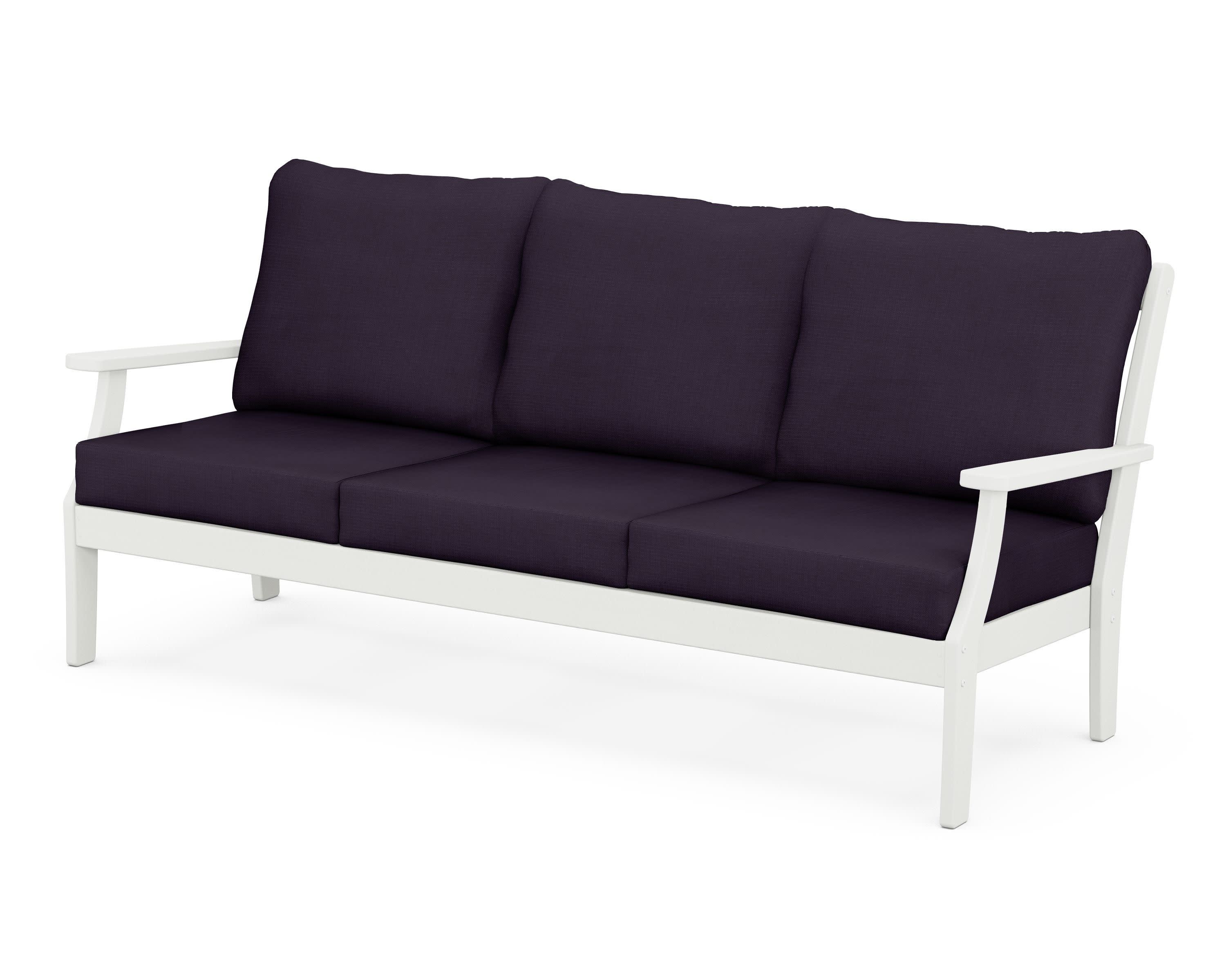 Braxton Deep Seating Sofa in Vintage White / Navy Linen