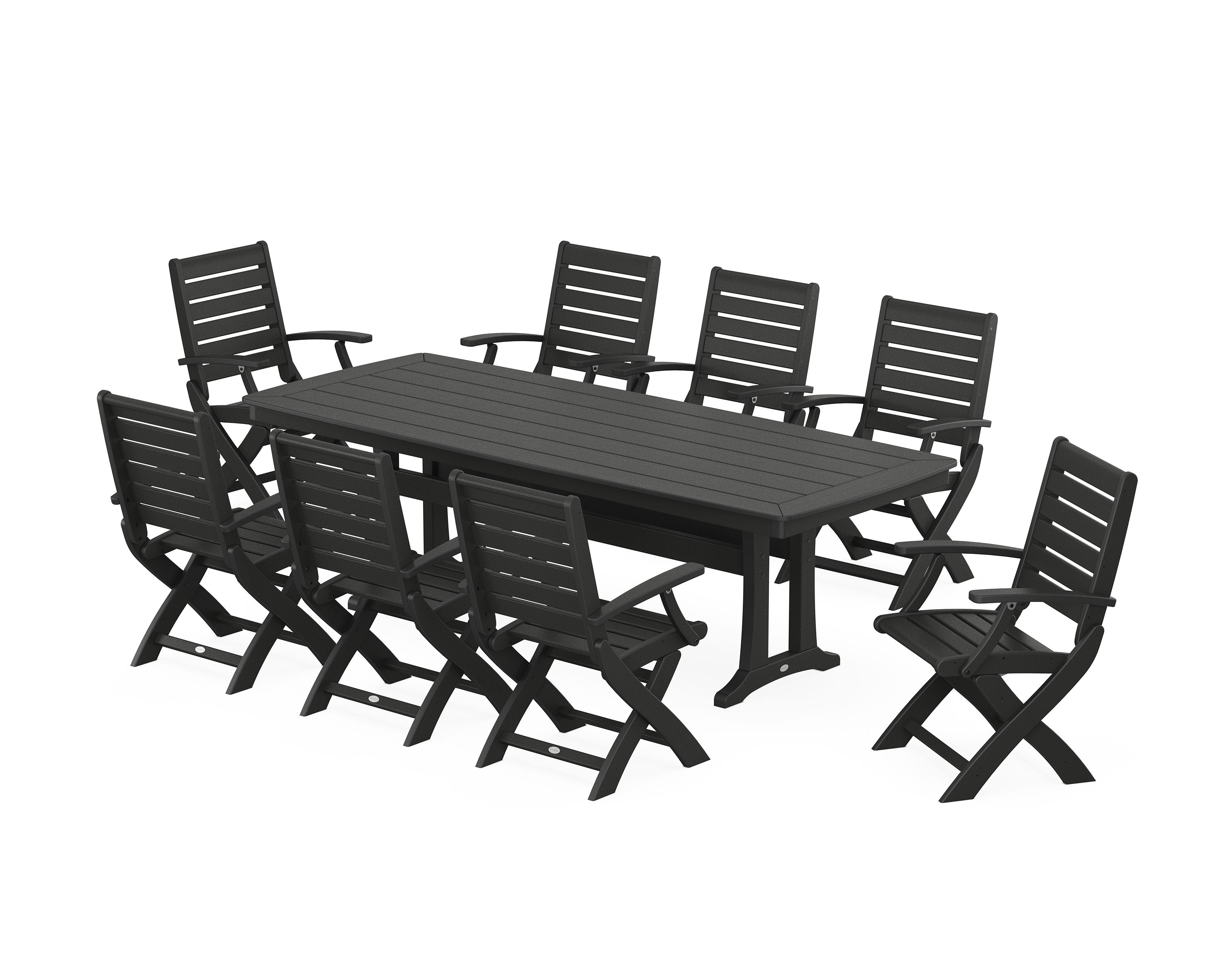Signature Folding 9-Piece Dining Set with Trestle Legs in Black