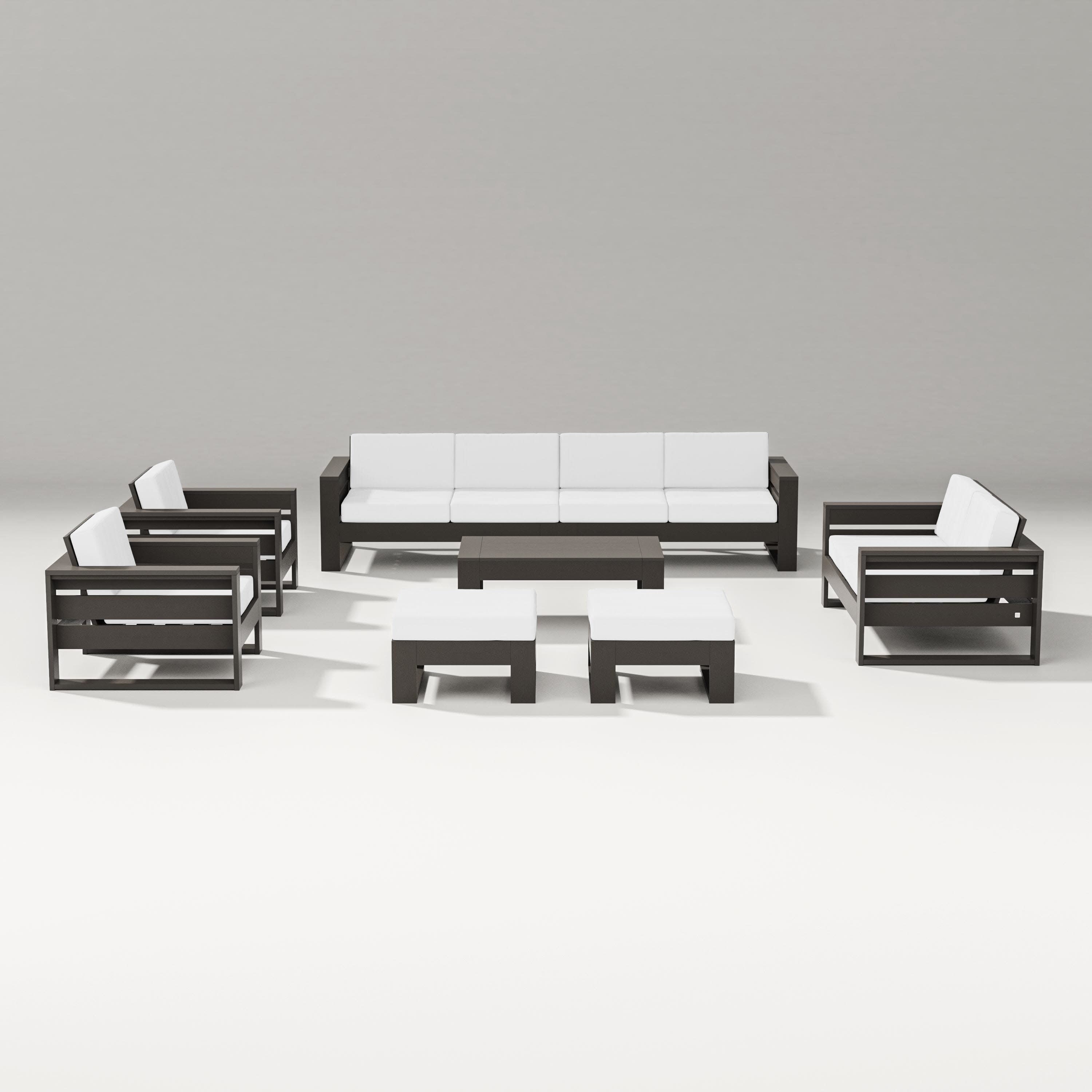 Latitude 8-Piece Lounge Sofa Set in Vintage Coffee / Natural