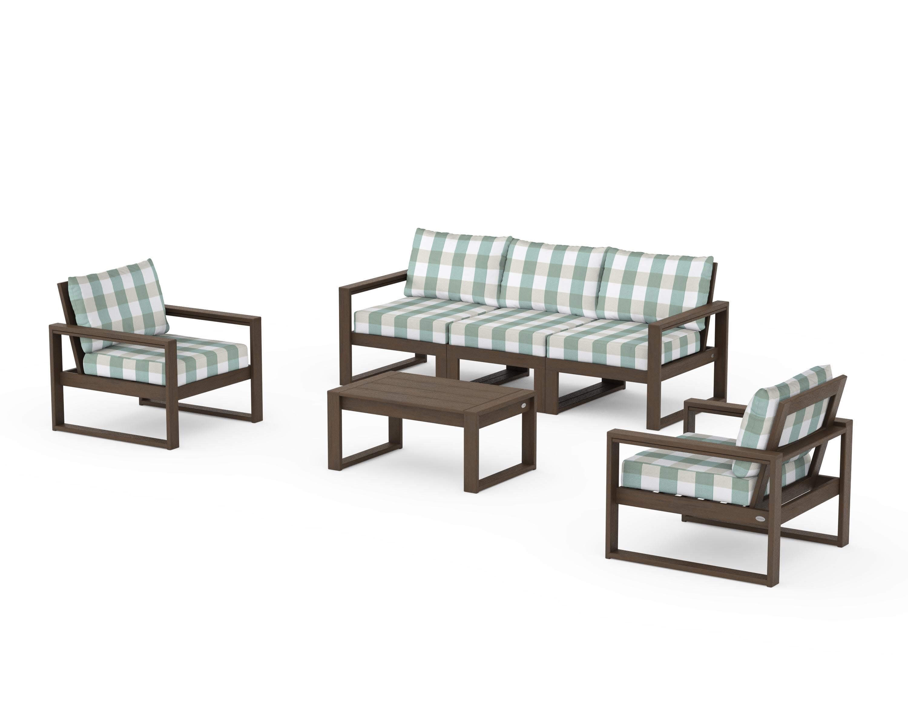 EDGE Sectional 4-Piece Deep Seating Set with Sofa in Kona / Buffalo Plaid Glacier Spa