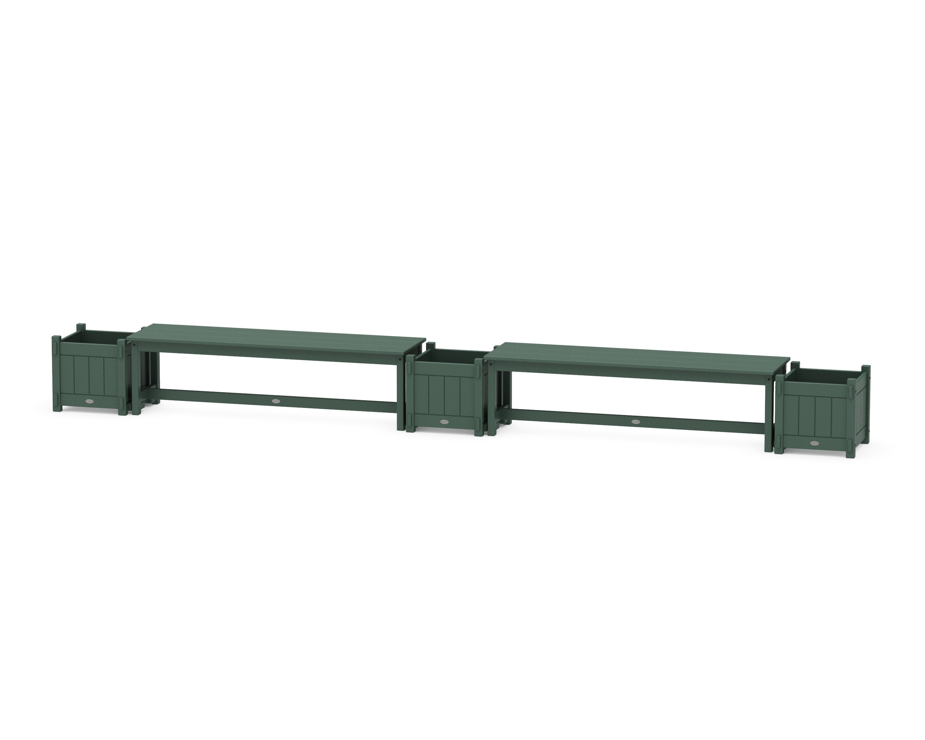 60" Vineyard Straight Double Planter Bench Set in Green