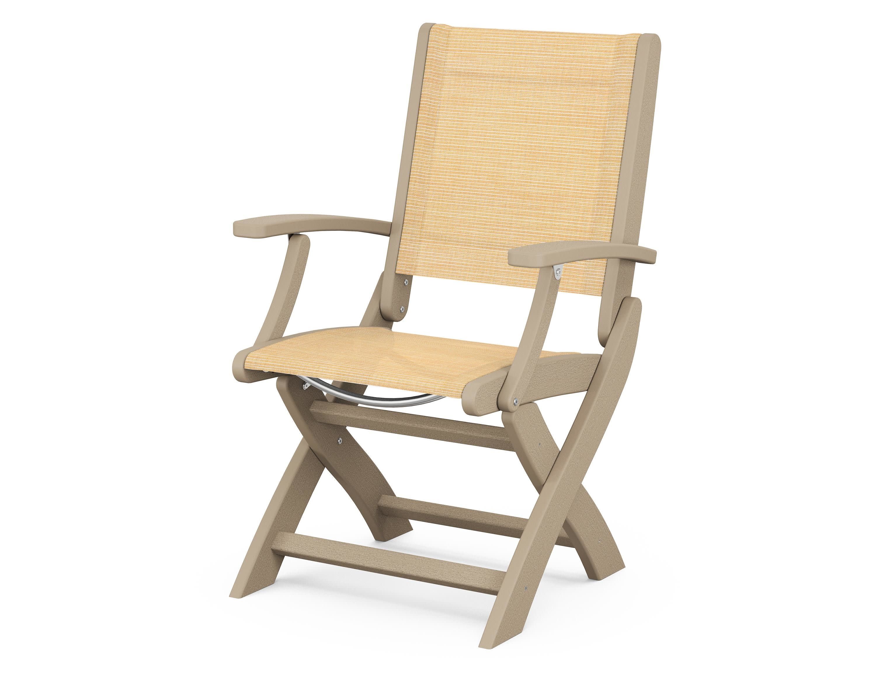 Coastal Folding Chair in Vintage Sahara / Dupioni Apricot Sling