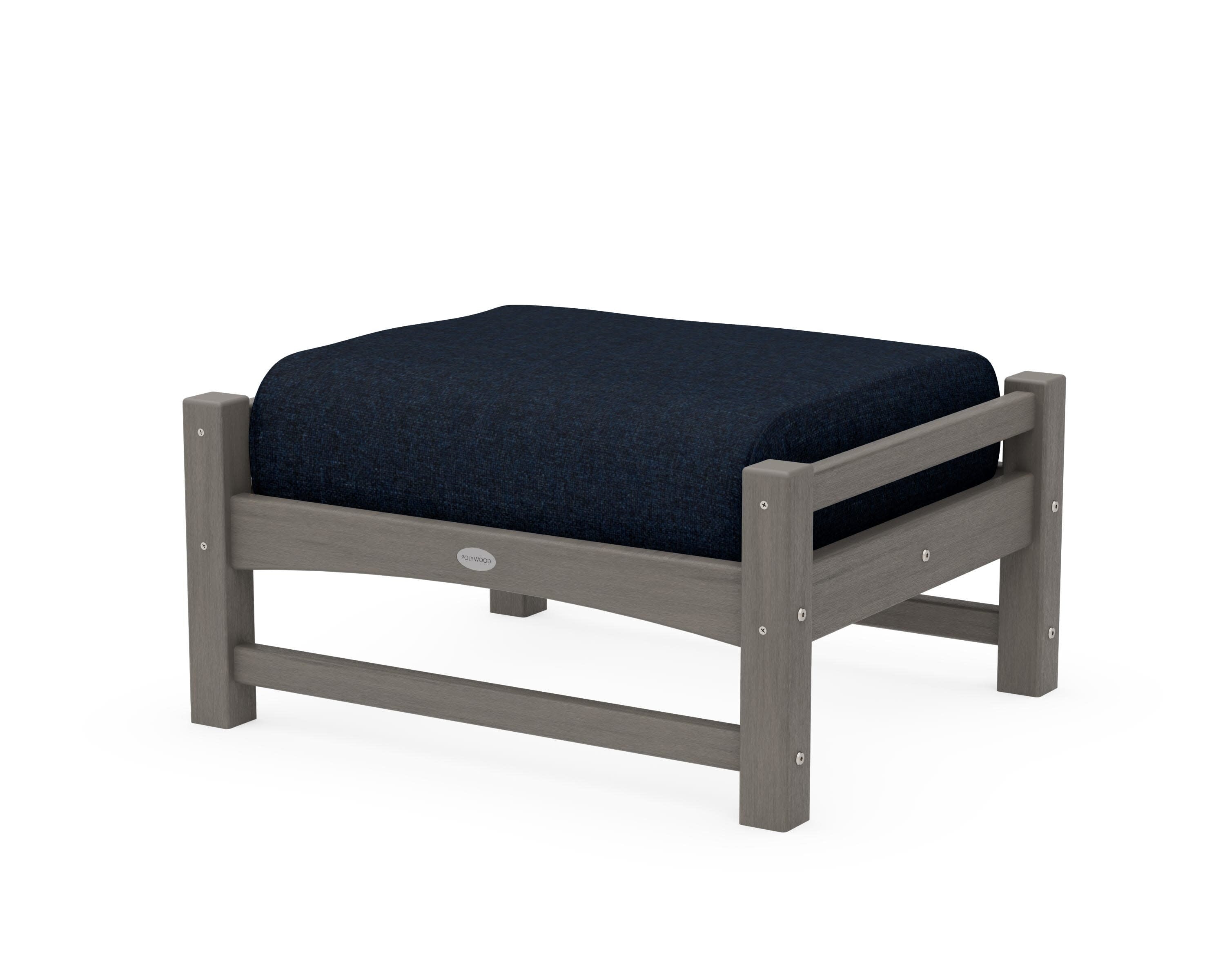 Club Ottoman in Driftwood / Marine Indigo