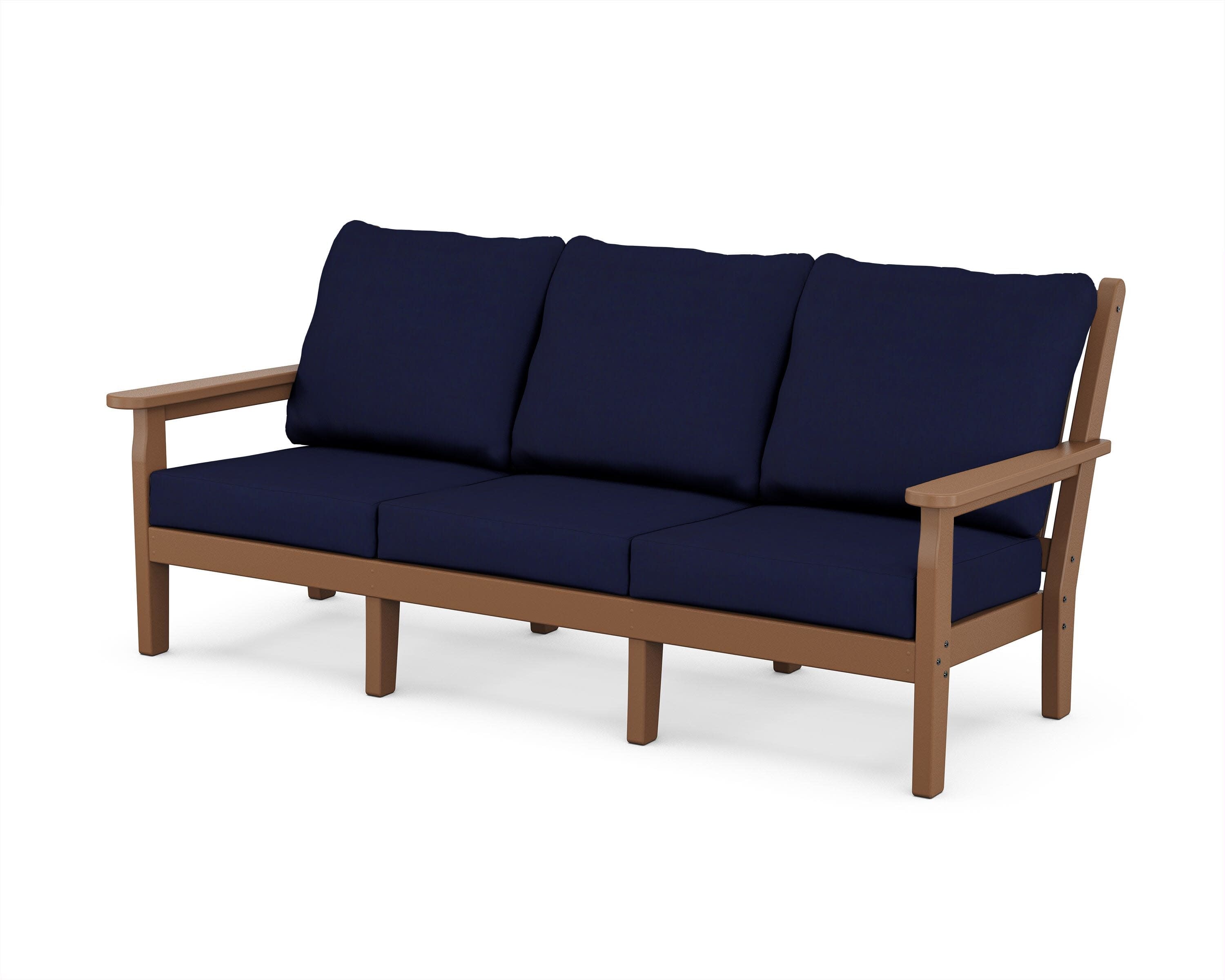 Chippendale Deep Seating Sofa in Teak / Navy
