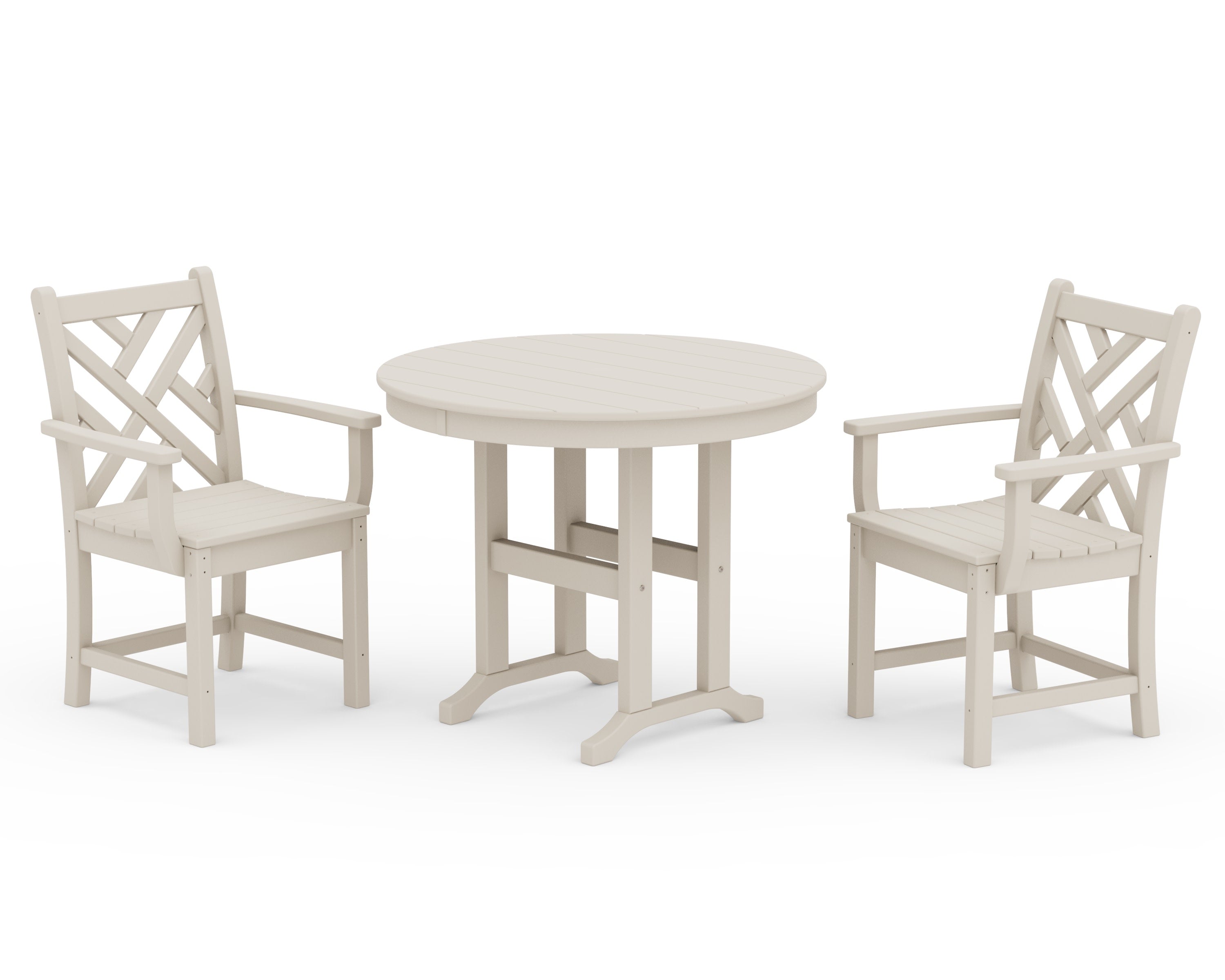 Chippendale 3-Piece Round Dining Set in Sand