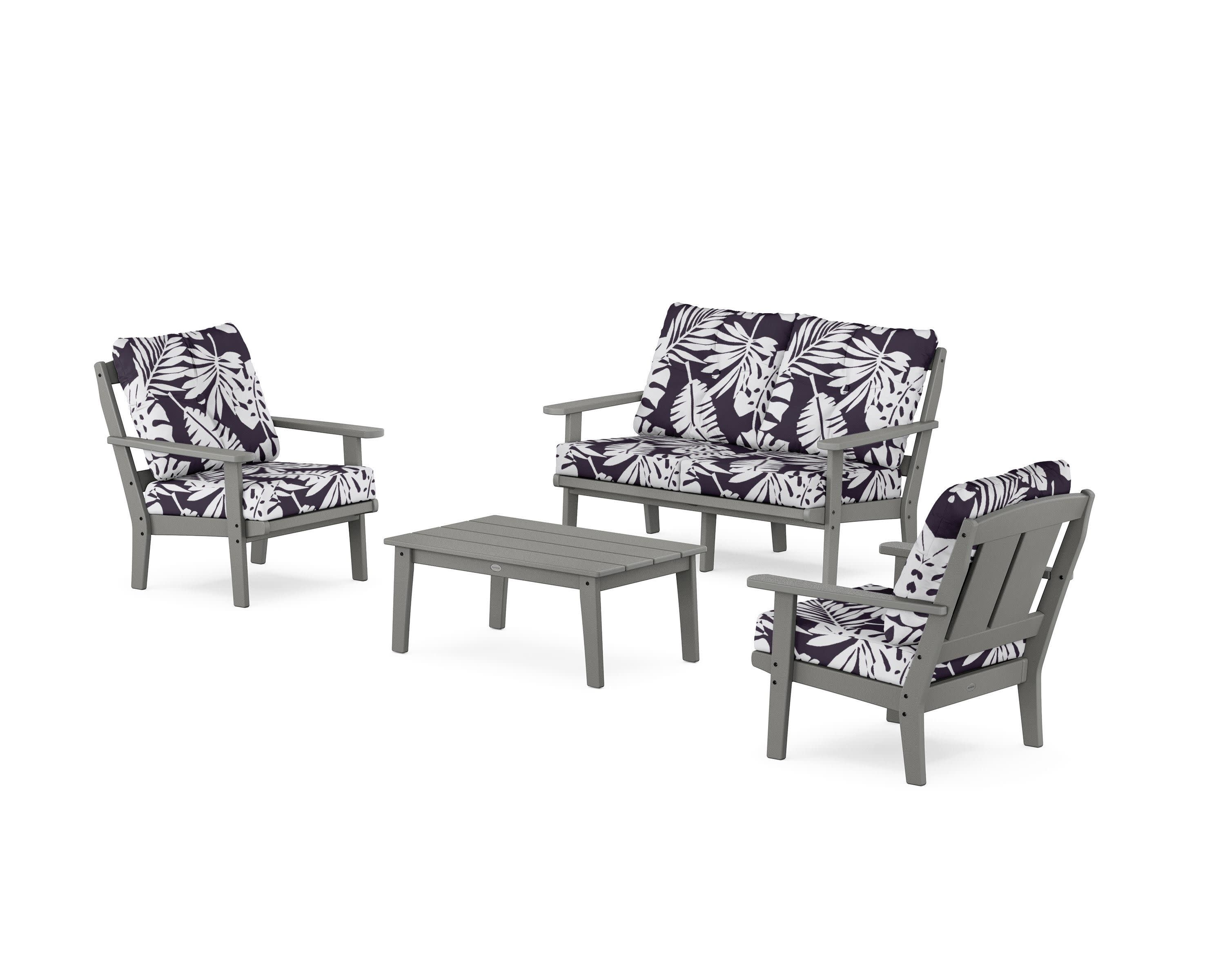 Mission 4-Piece Deep Seating Set with Loveseat in Slate Grey / Leaf Navy