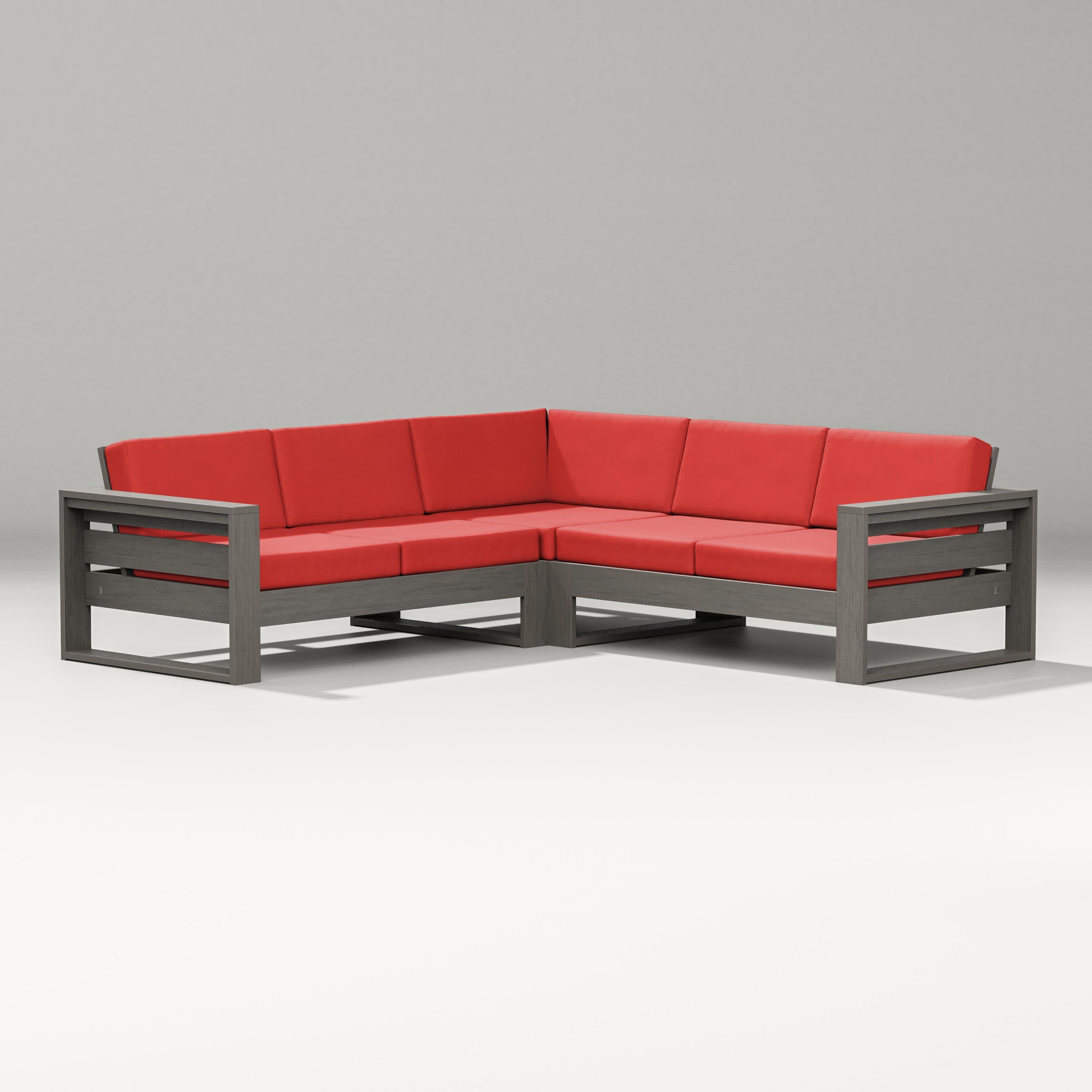 Latitude Corner Sectional in Driftwood / Crimson Linen
