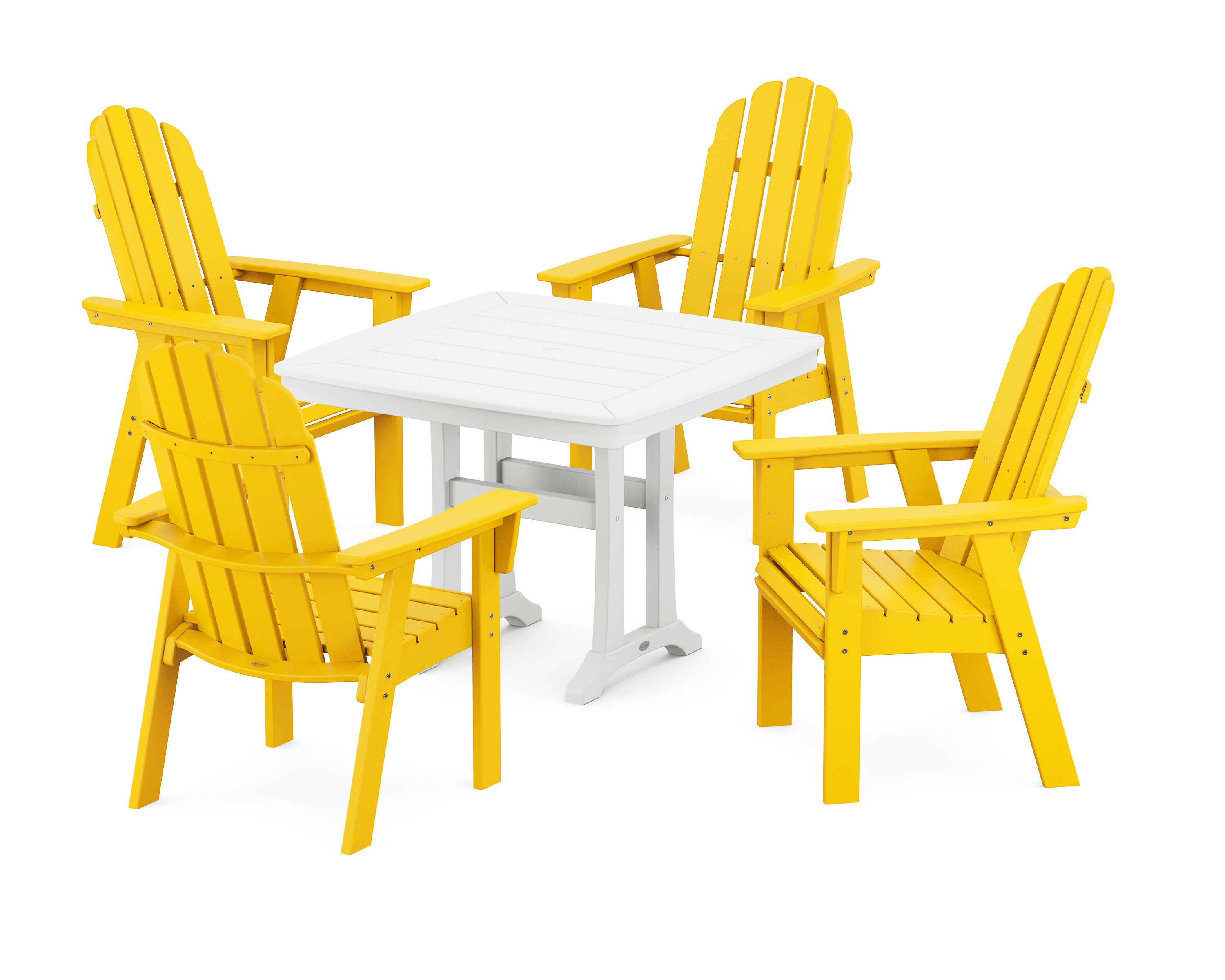 Vineyard Adirondack 5-Piece Dining Set with Trestle Legs in Lemon / White