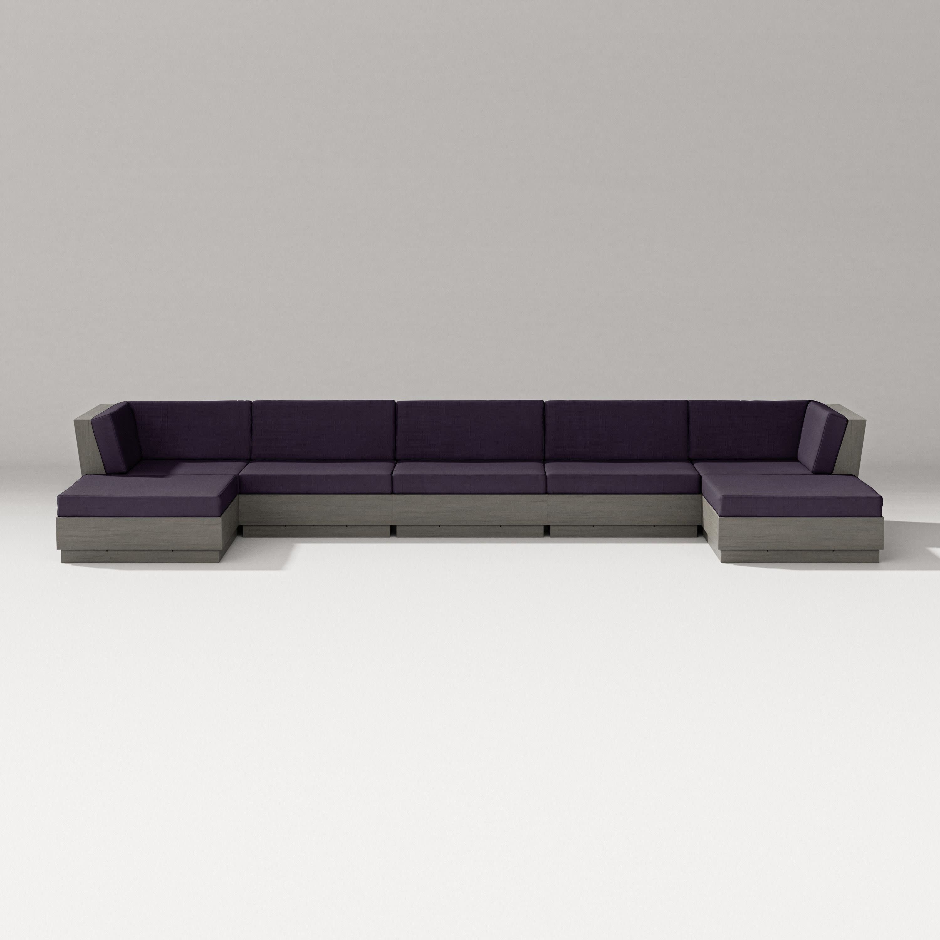 Elevate 7-Piece Double Chaise Sectional in Driftwood / Navy Linen