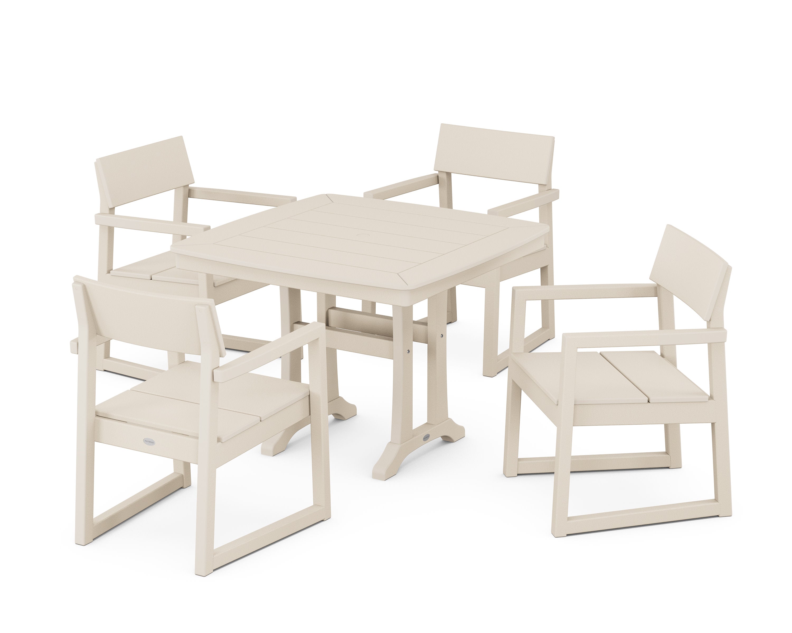 EDGE 5-Piece Dining Set with Trestle Legs in Sand