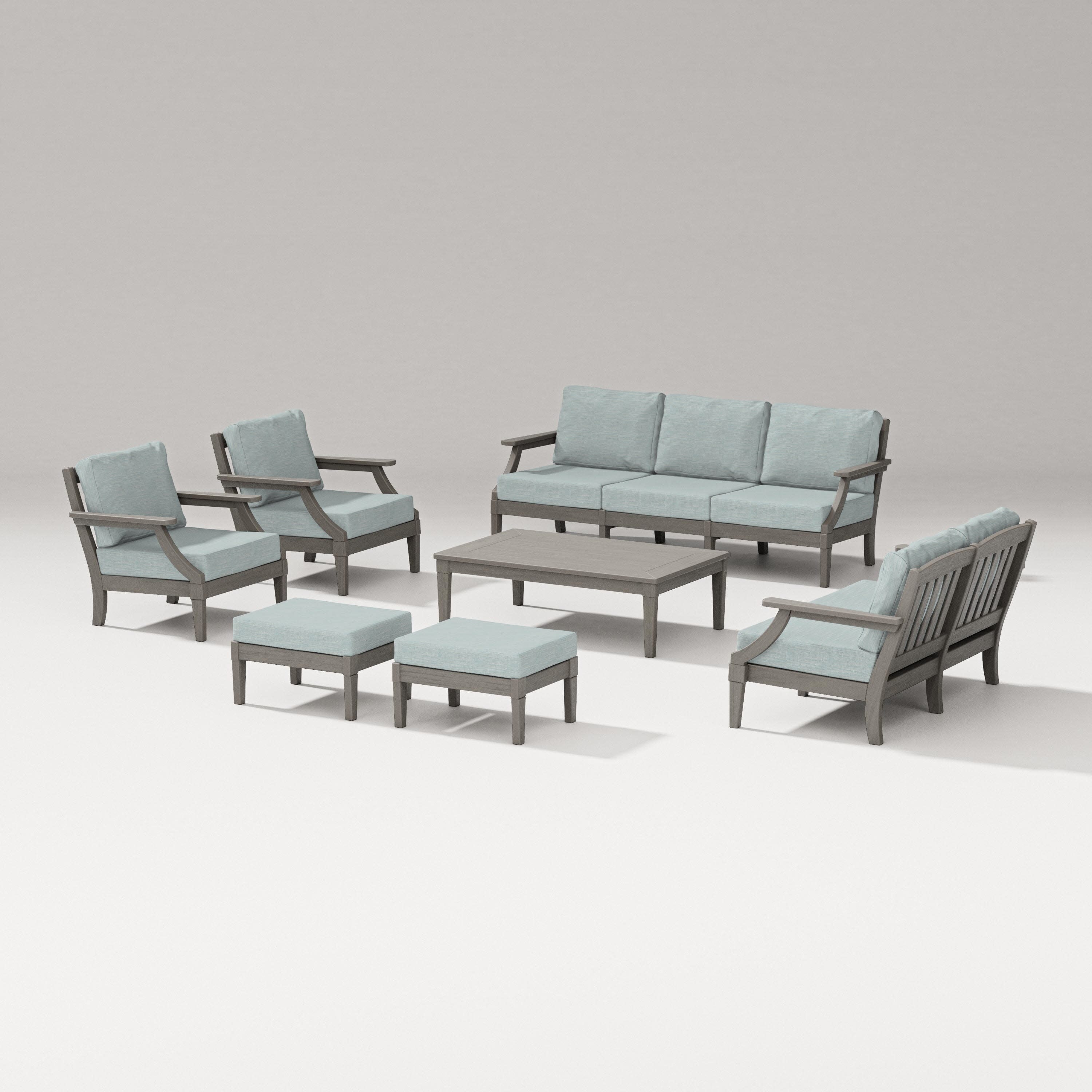 Estate 7-Piece Lounge Sofa Set in Driftwood / Soothe Mist