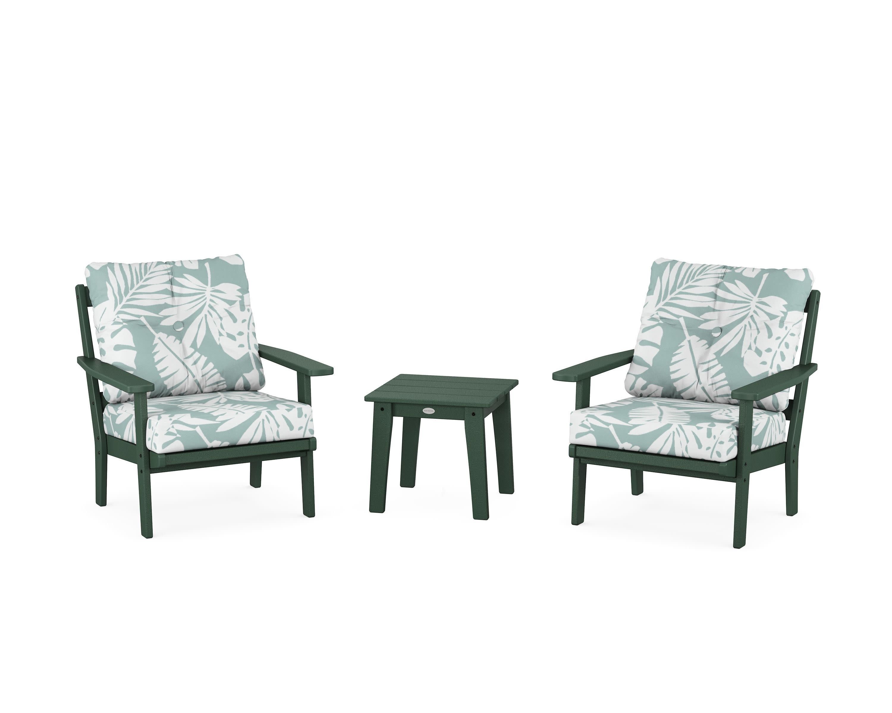 Oxford 3-Piece Deep Seating Set in Green / Leaf Glacier Spa